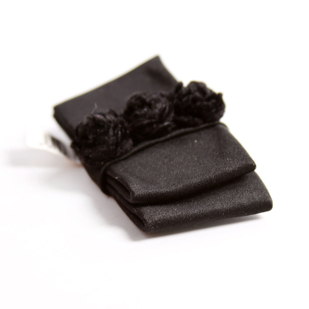 Chanel Satin Flower Bow Brooch Black