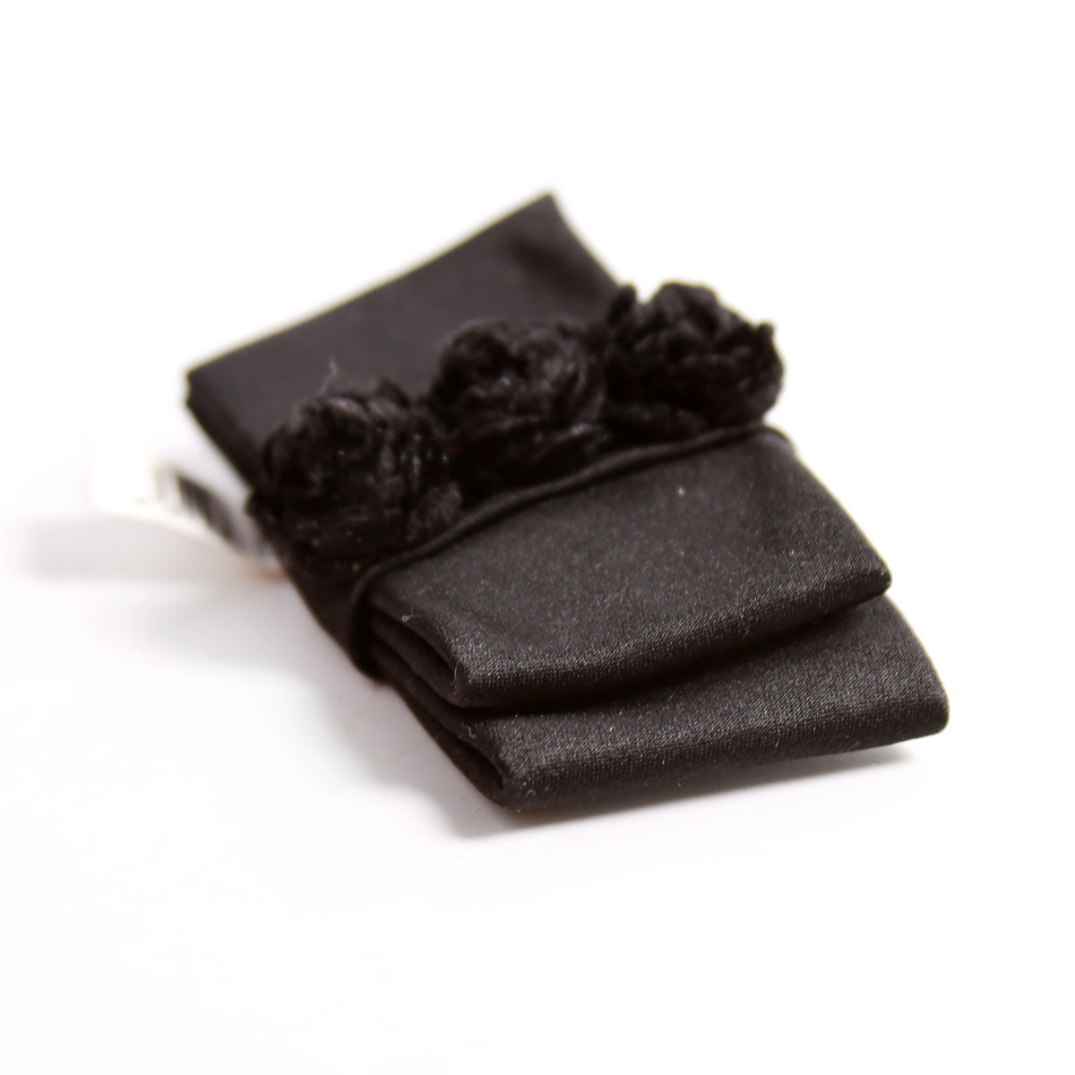Chanel Satin Flower Bow Brooch Black