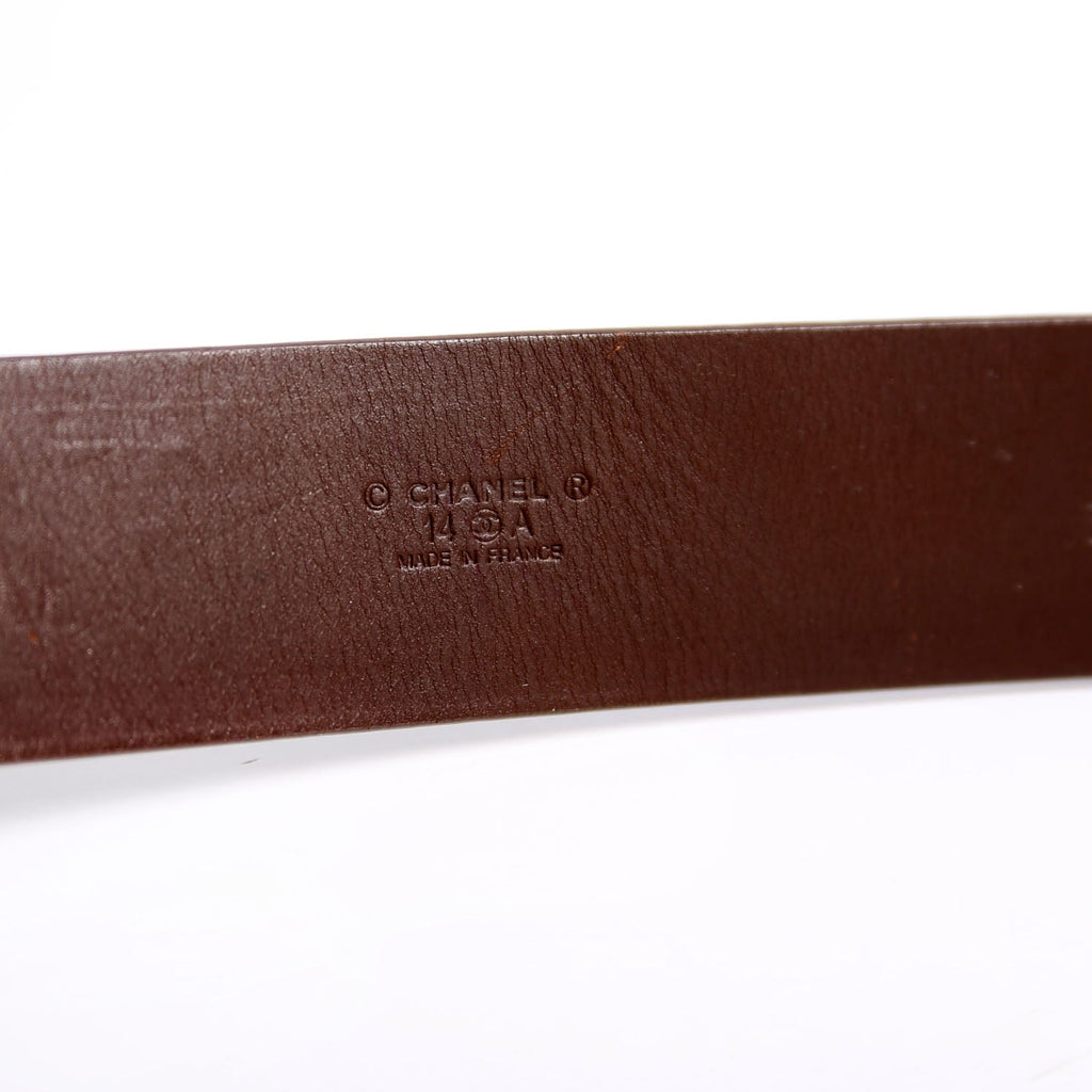 Chanel Square Buckle CC Logo Leather Belt Size 70/28 Brown