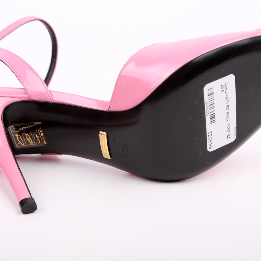 Gucci Heeled Mules Patent Size 40.5 Pink