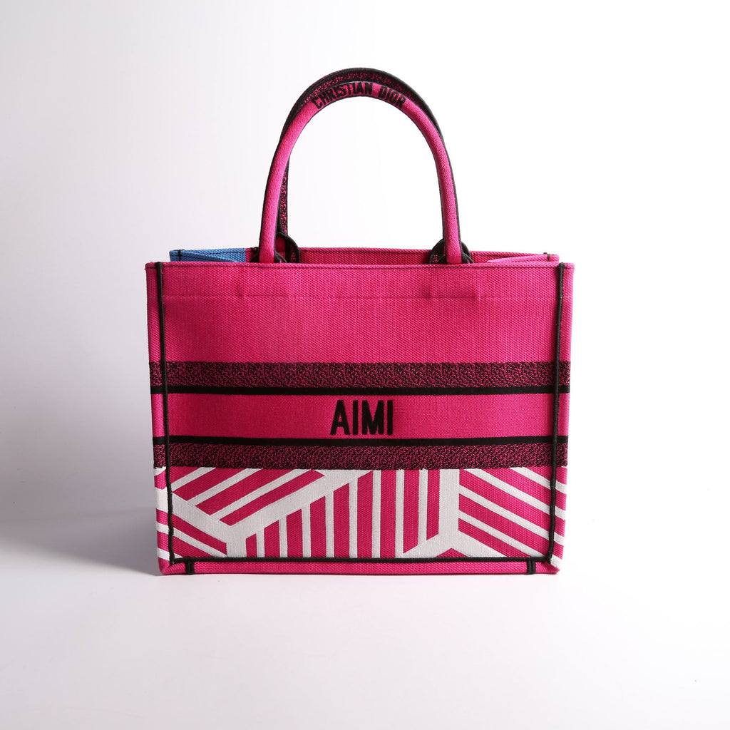 Christian Dior Book Tote Medium Embroidered Jungle Pop