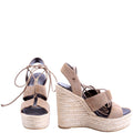 Saint Laurent Suede Lace Up Espadrille Wedges Size 38