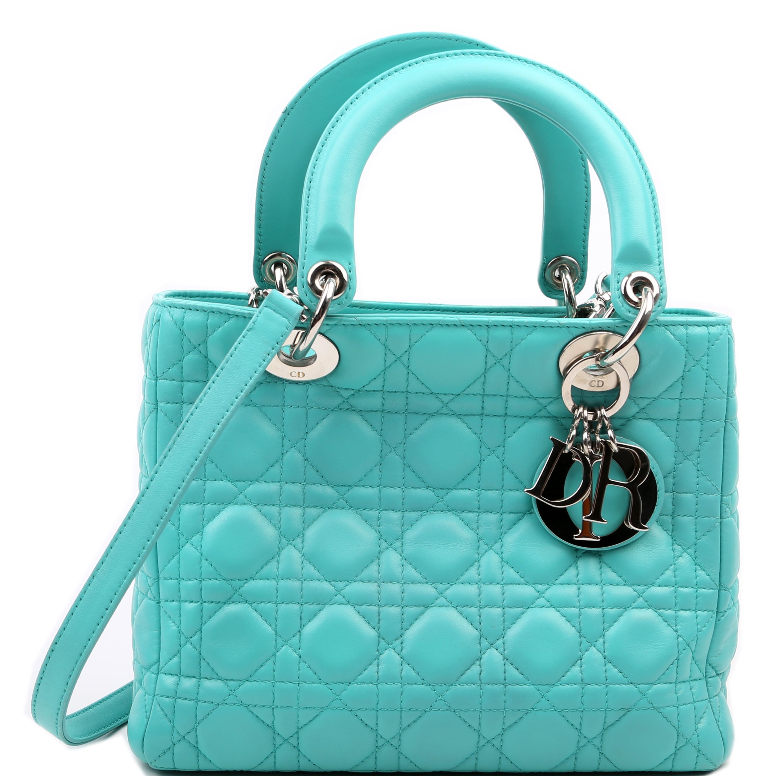 Christian Dior Lady Dior Medium Lambskin Teal