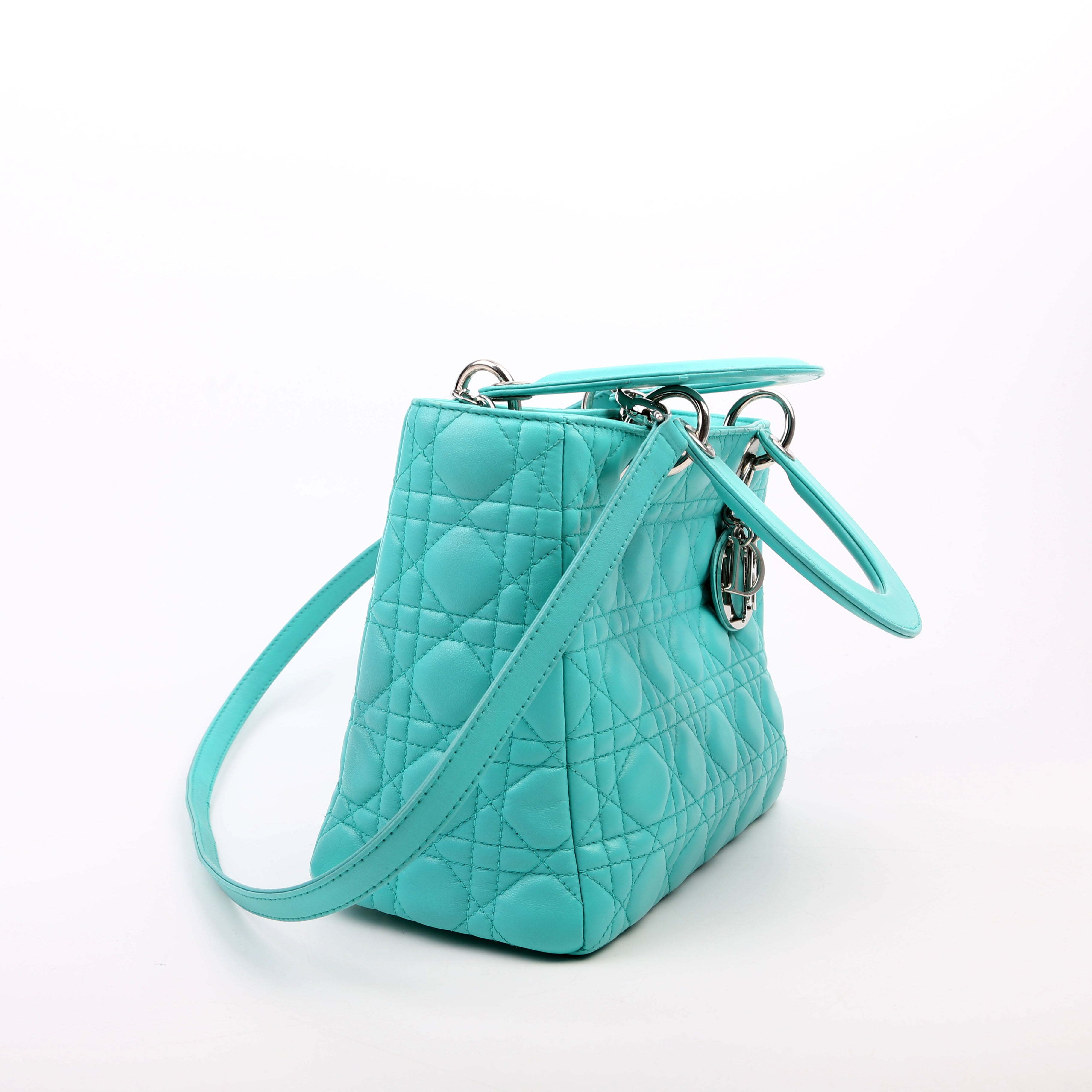 Christian Dior Lady Dior Medium Lambskin Teal