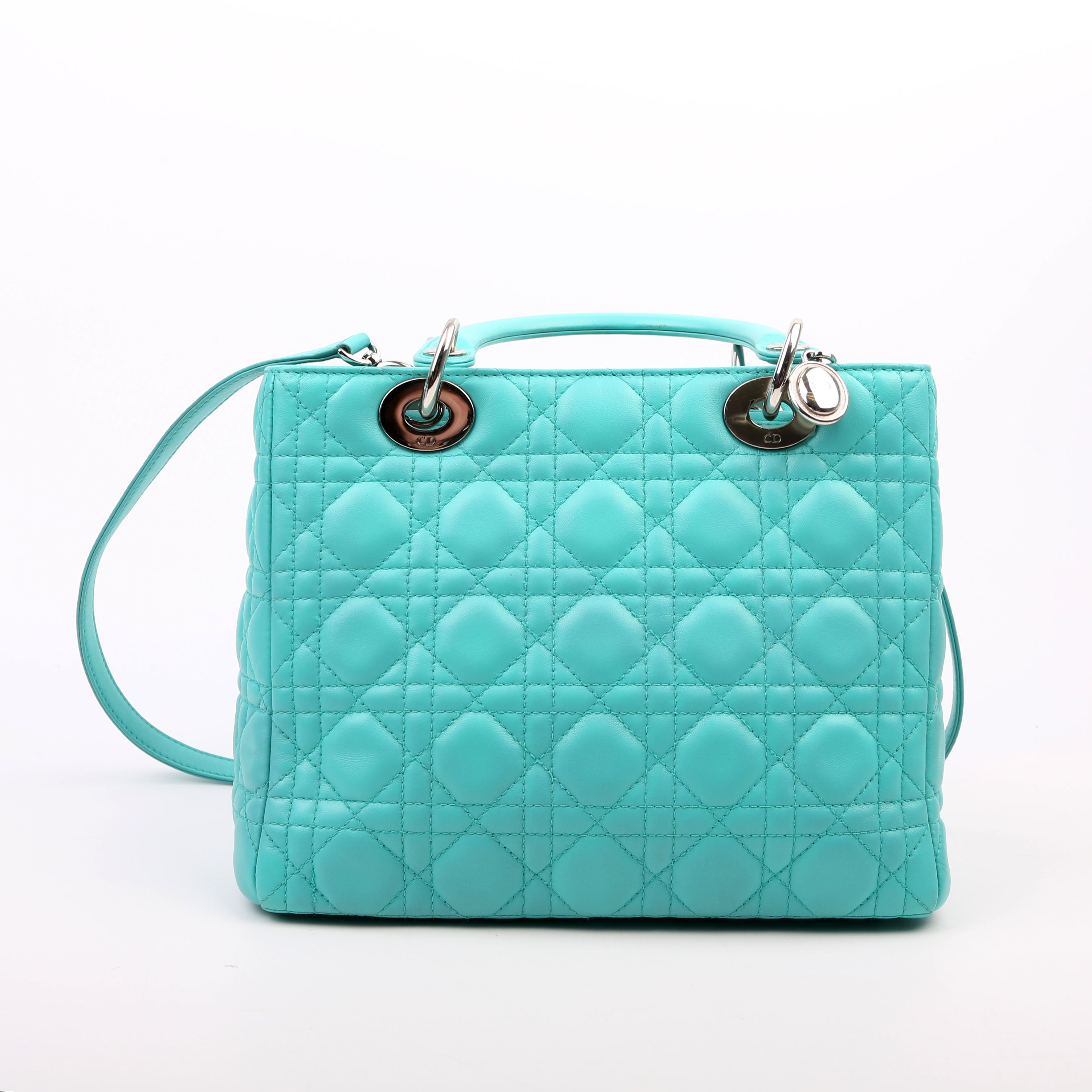 Christian Dior Lady Dior Medium Lambskin Teal