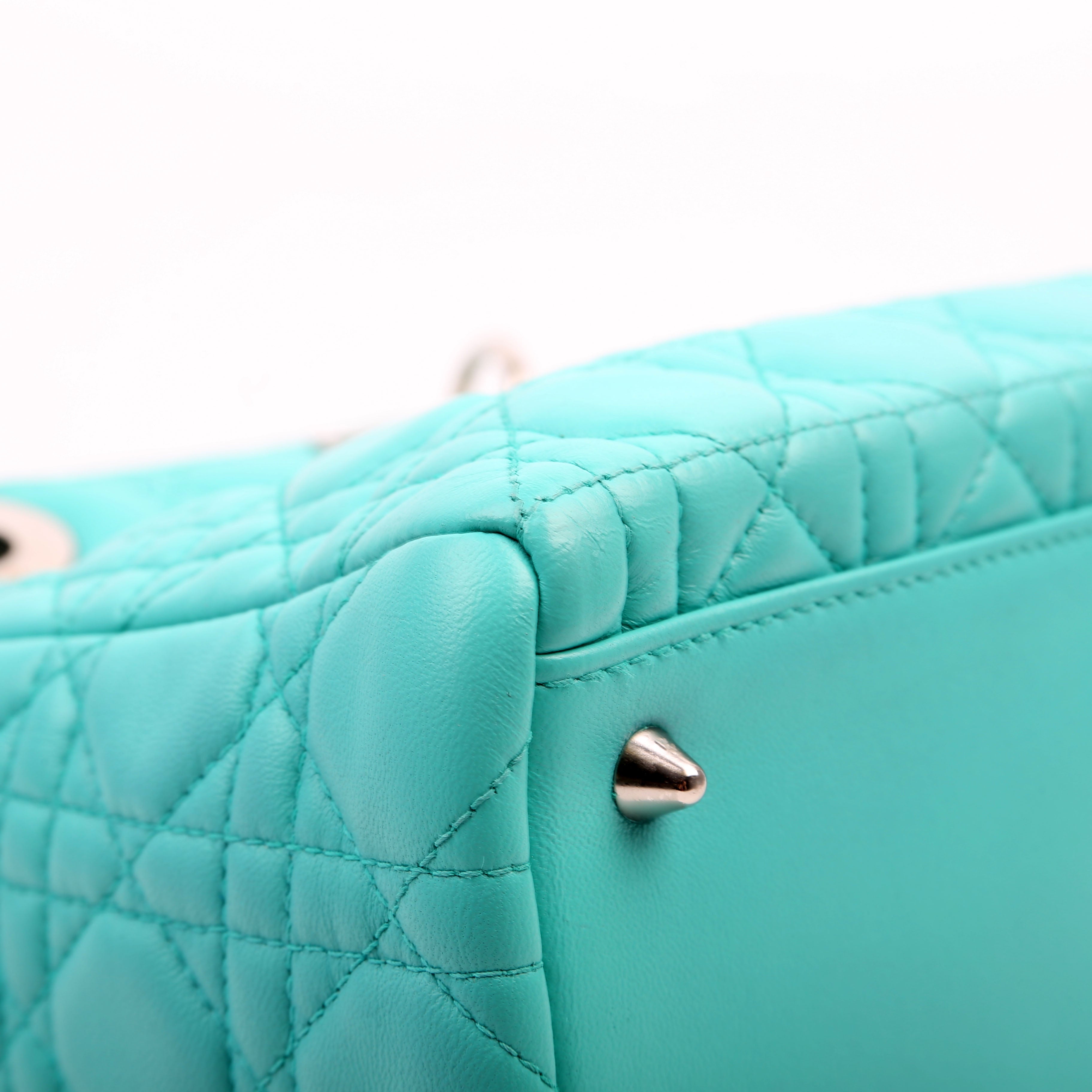 Christian Dior Lady Dior Medium Lambskin Teal