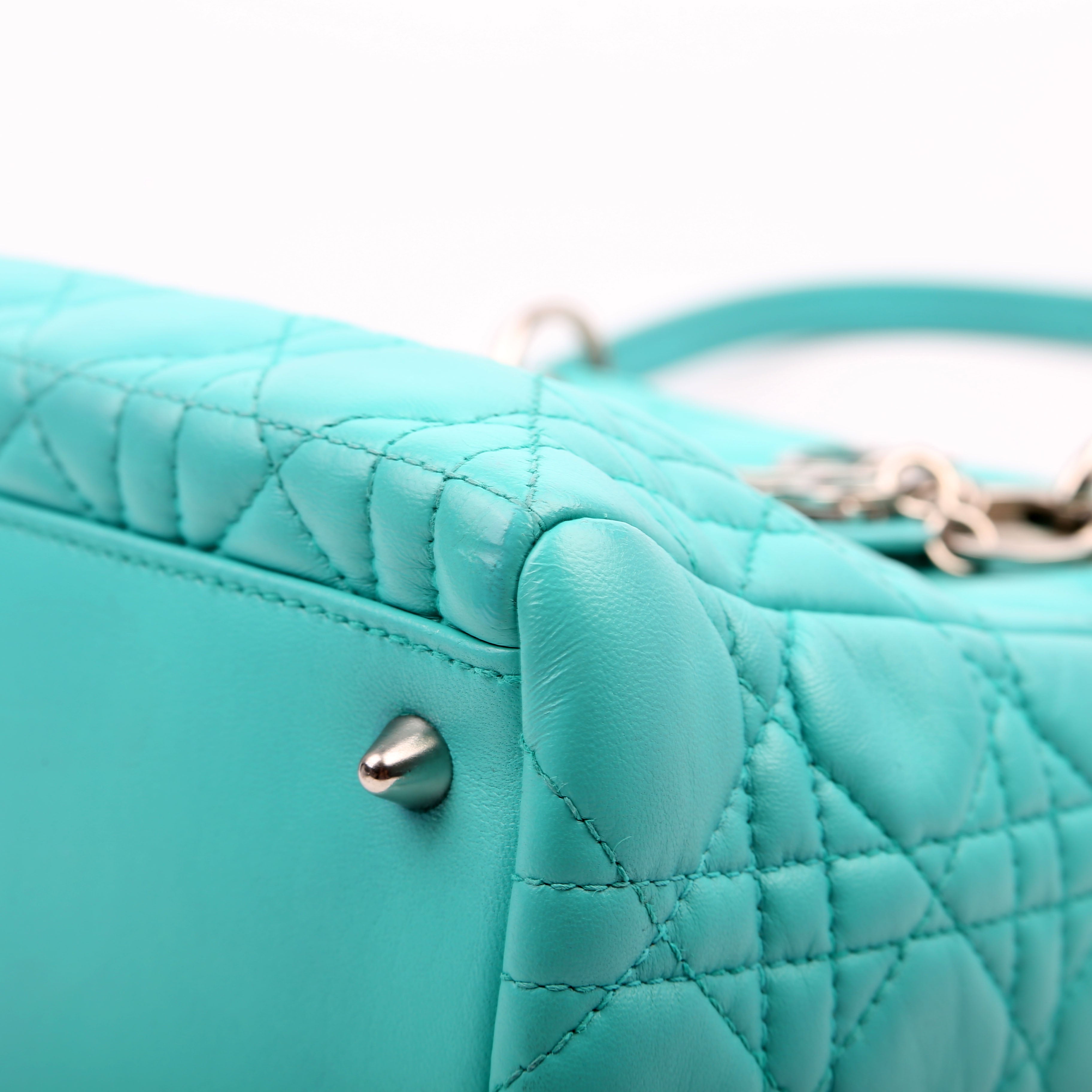 Christian Dior Lady Dior Medium Lambskin Teal