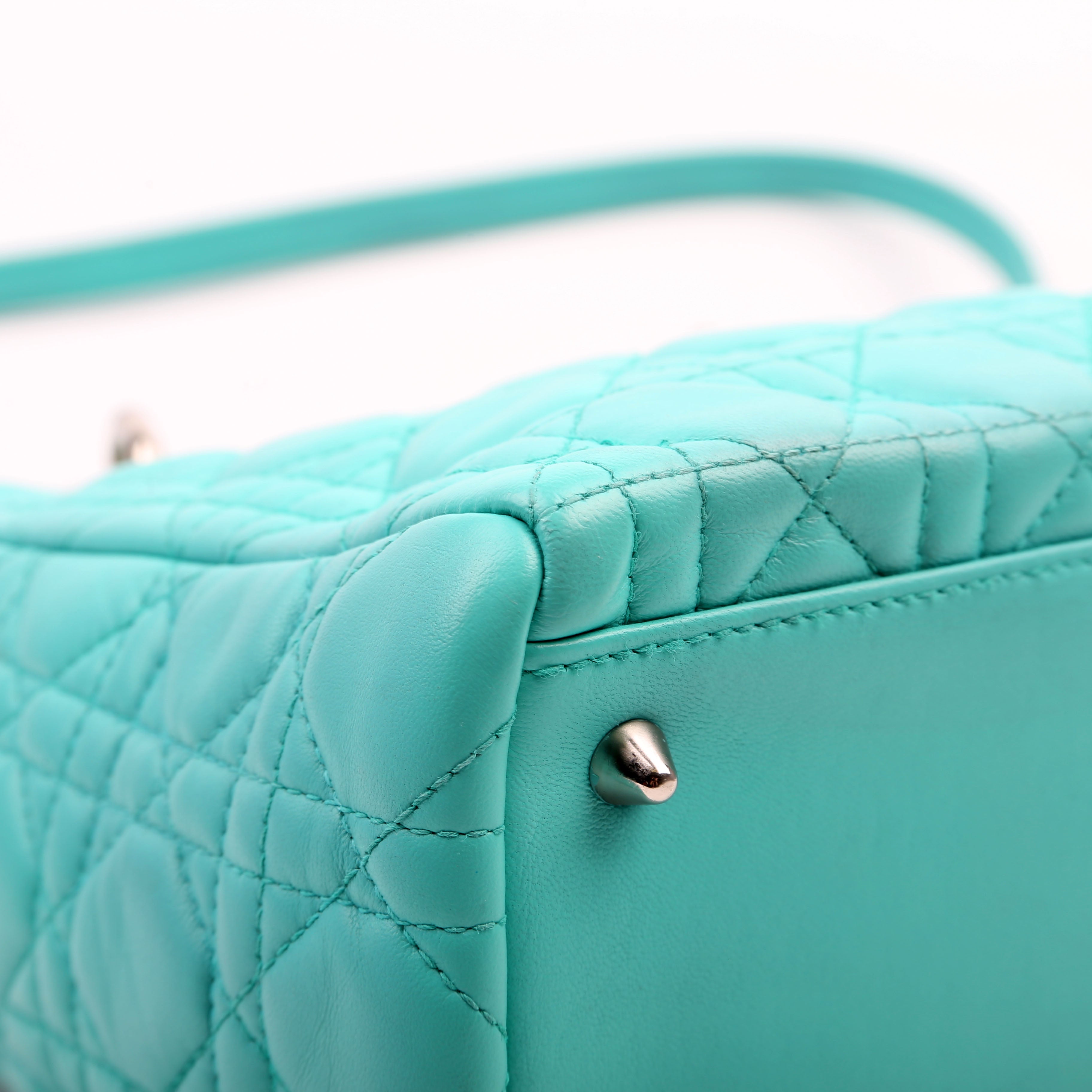Christian Dior Lady Dior Medium Lambskin Teal