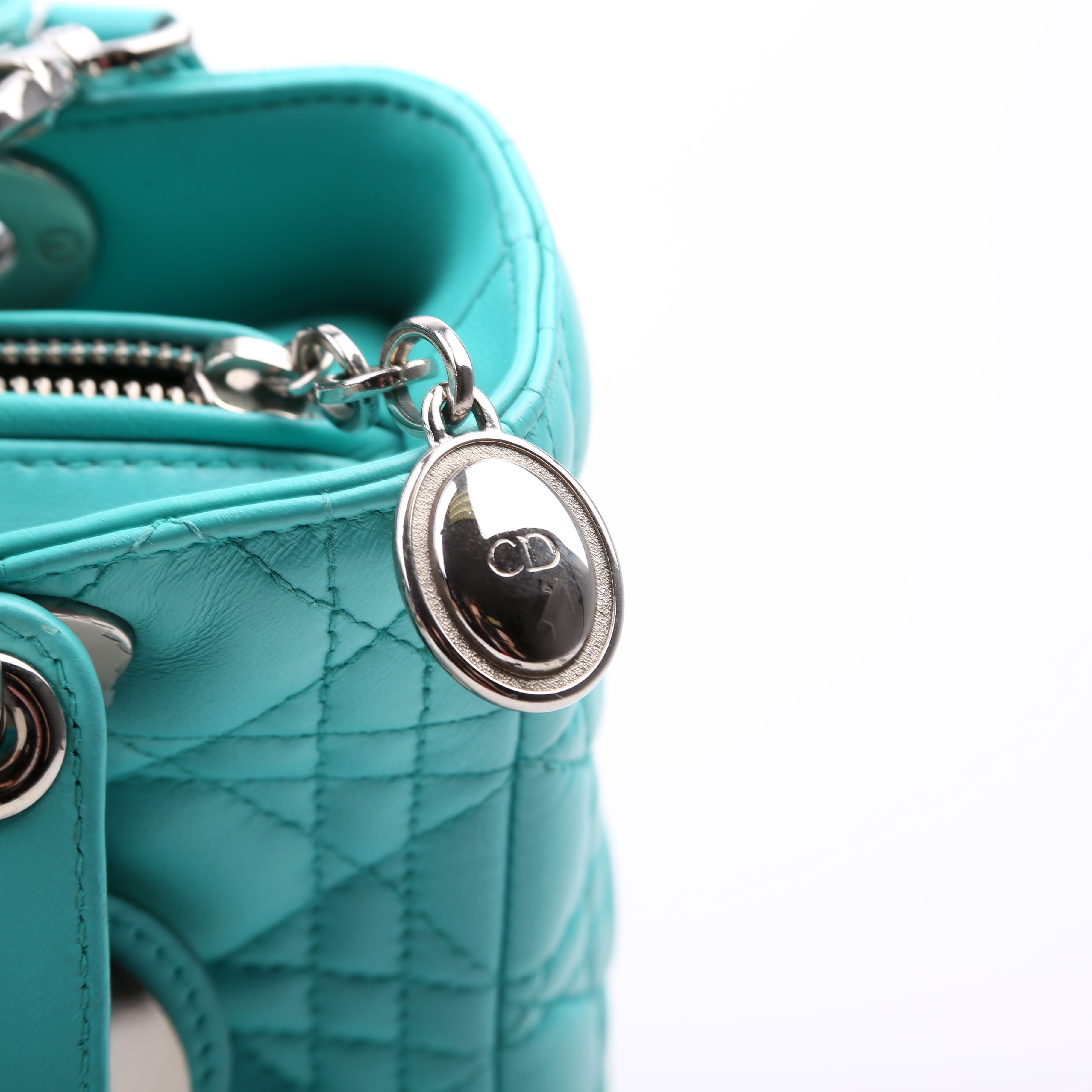 Christian Dior Lady Dior Medium Lambskin Teal