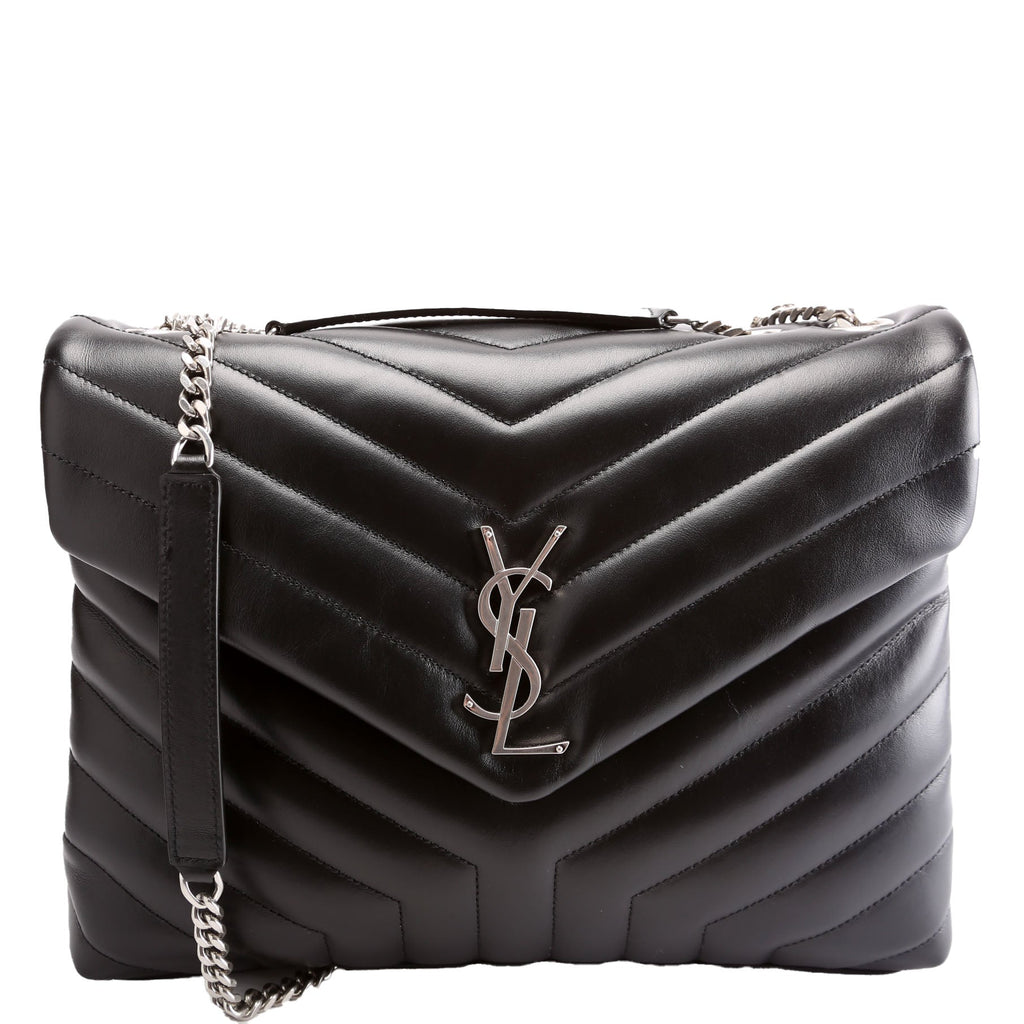 Saint Laurent Loulou Medium Quilted Black/Silver