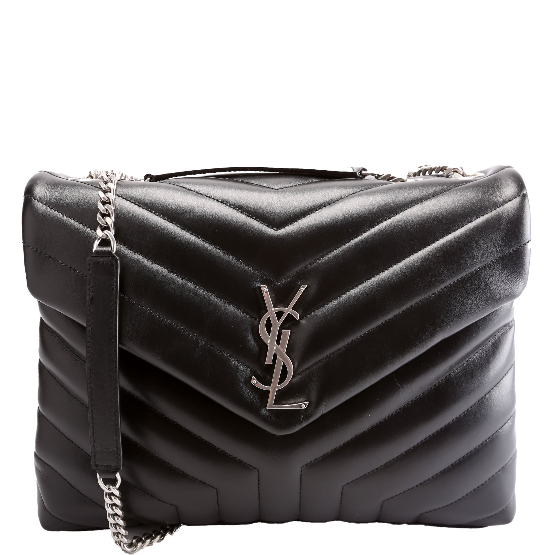 Saint Laurent Loulou Medium Quilted Black/Silver