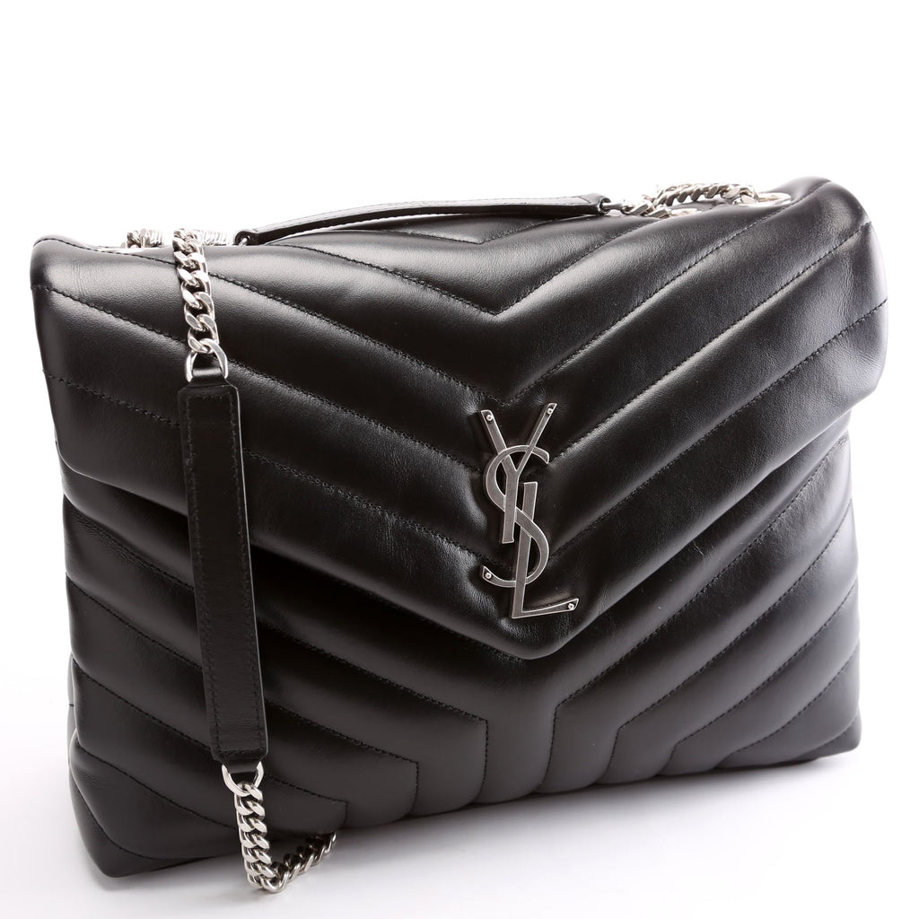 Saint Laurent Loulou Medium Quilted Black/Silver