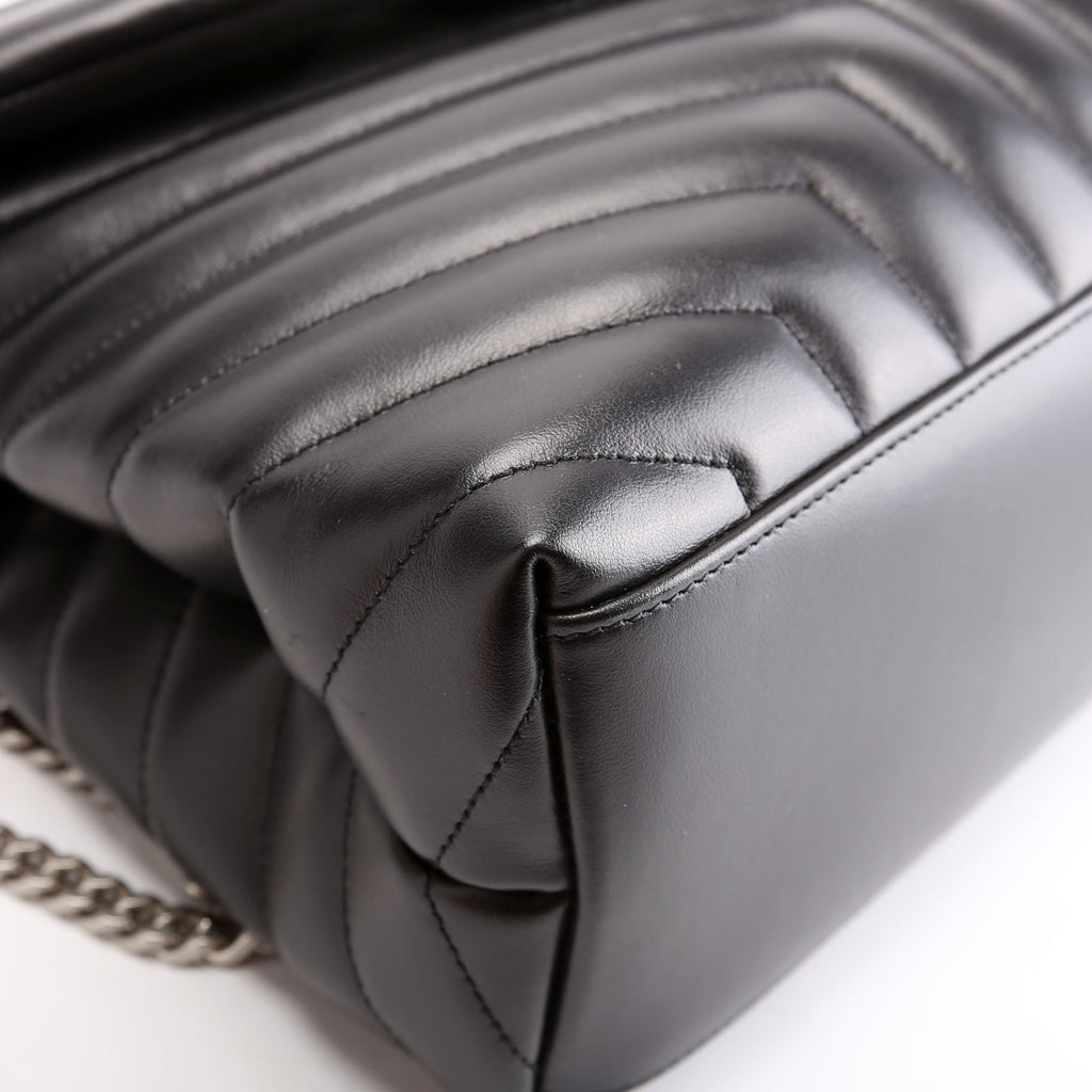 Saint Laurent Loulou Medium Quilted Black/Silver