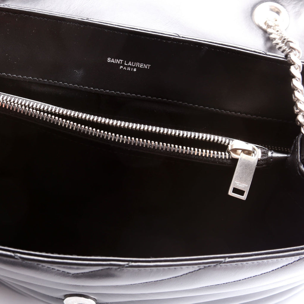 Saint Laurent Loulou Medium Quilted Black/Silver