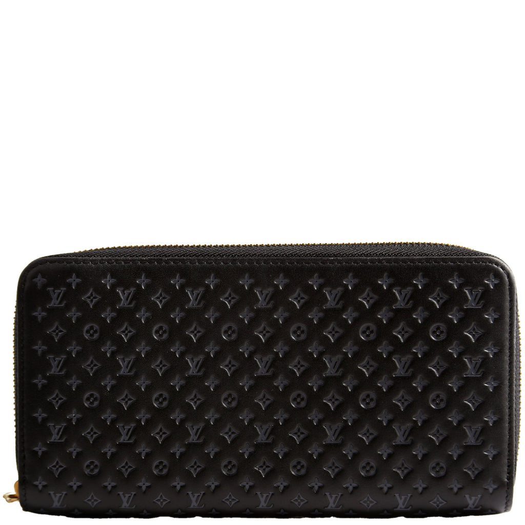Louis Vuitton Zippy Wallet Nanogram Embossed Calfskin Black