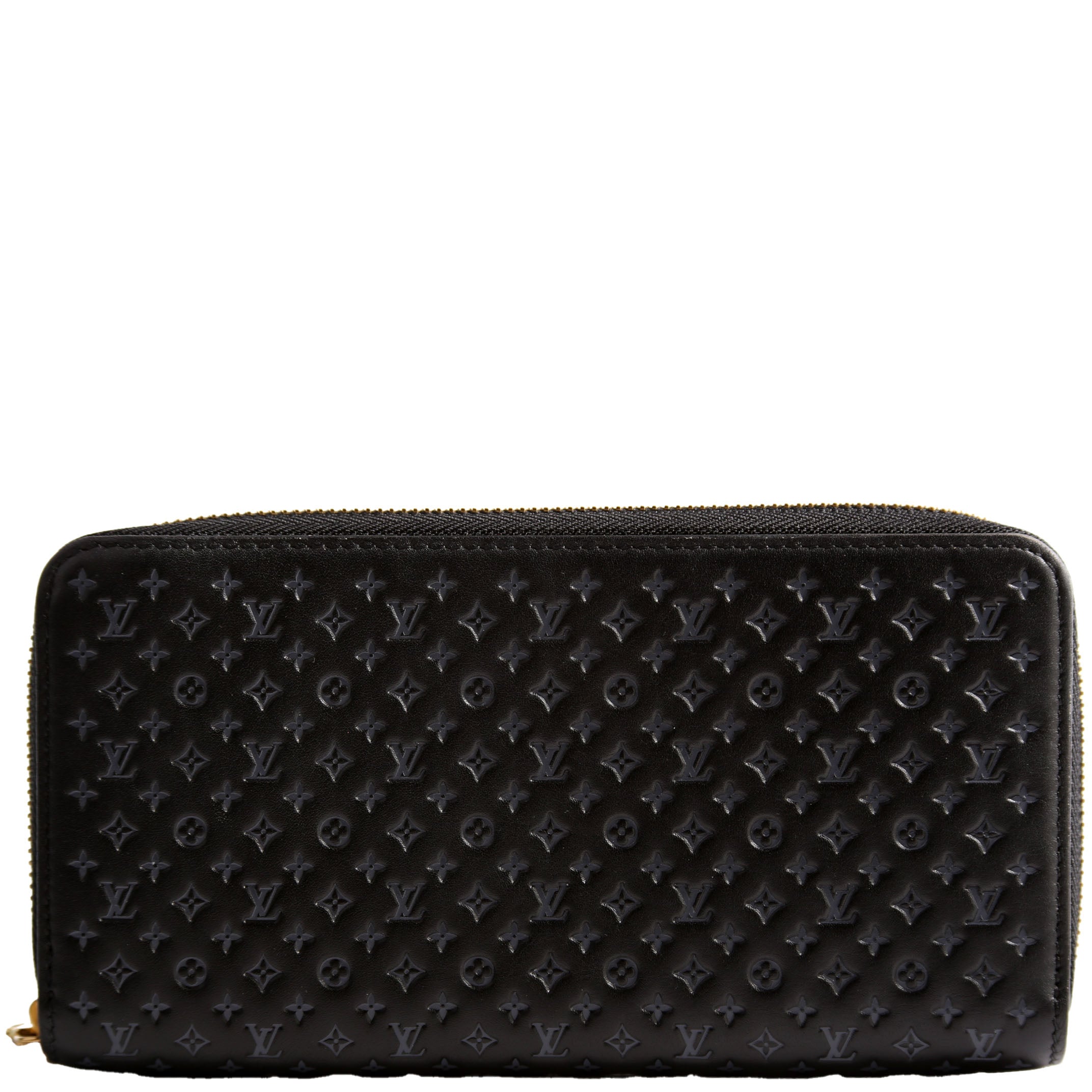 Louis Vuitton Zippy Wallet Nanogram Embossed Calfskin Black