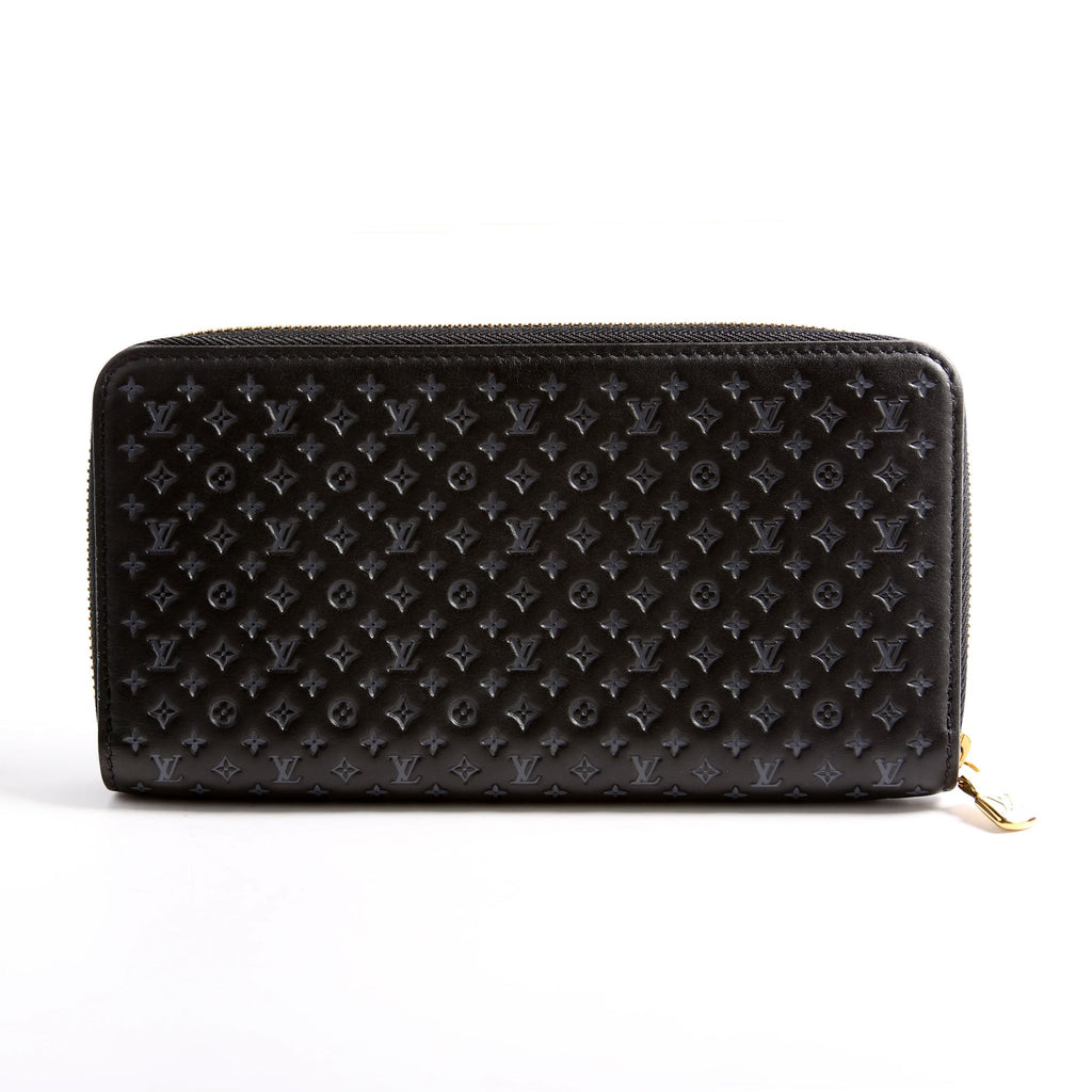 Louis Vuitton Zippy Wallet Nanogram Embossed Calfskin Black
