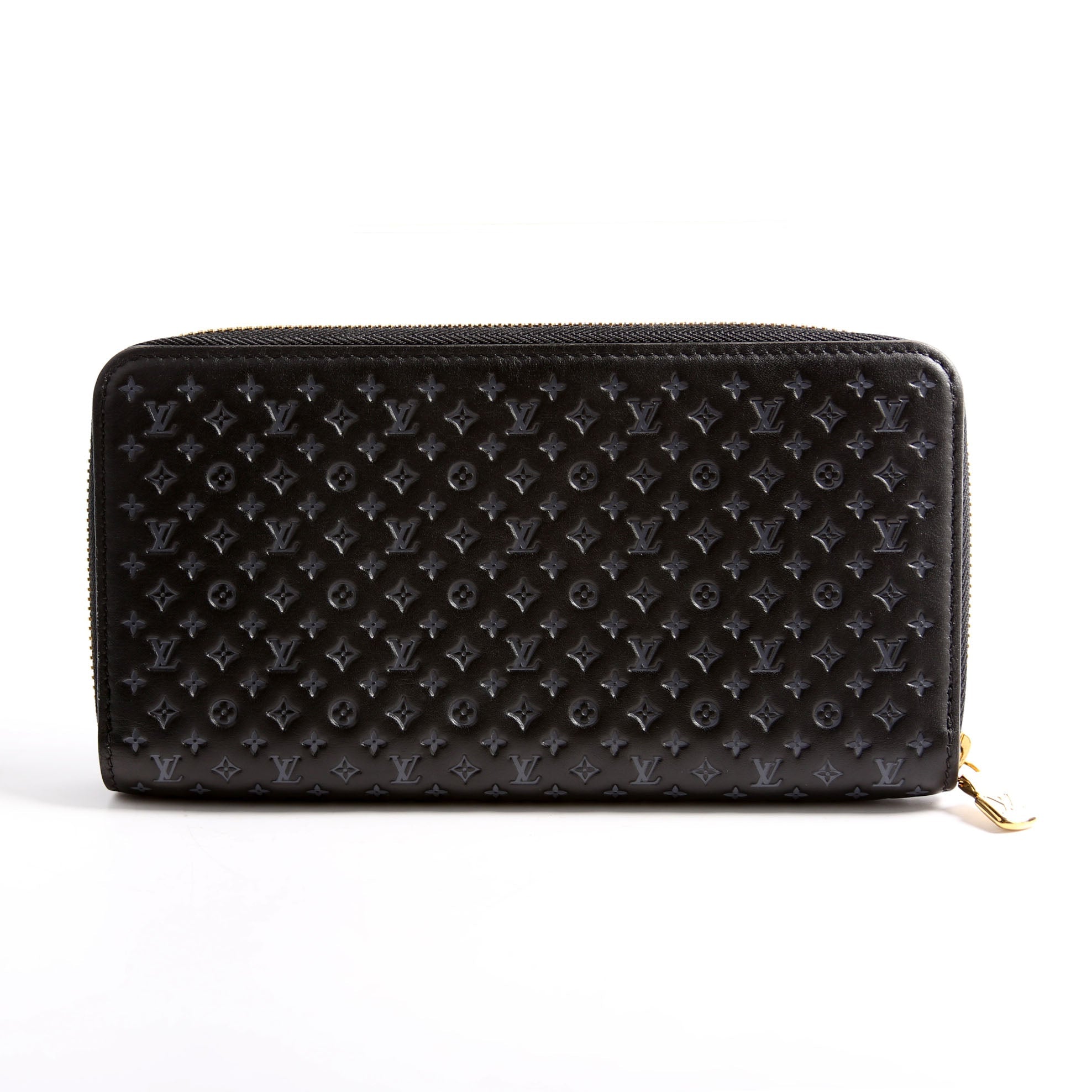 Louis Vuitton Zippy Wallet Nanogram Embossed Calfskin Black