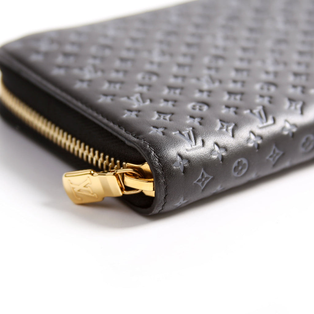 Louis Vuitton Zippy Wallet Nanogram Embossed Calfskin Black