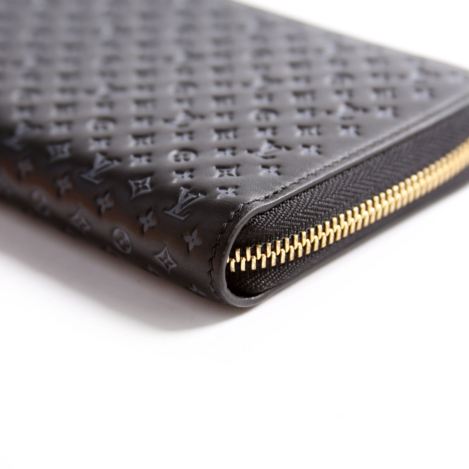 Louis Vuitton Zippy Wallet Nanogram Embossed Calfskin Black