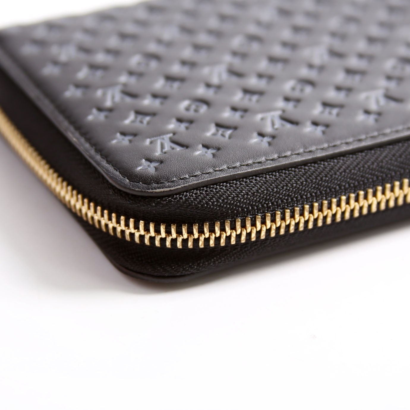 Louis Vuitton Zippy Wallet Nanogram Embossed Calfskin Black