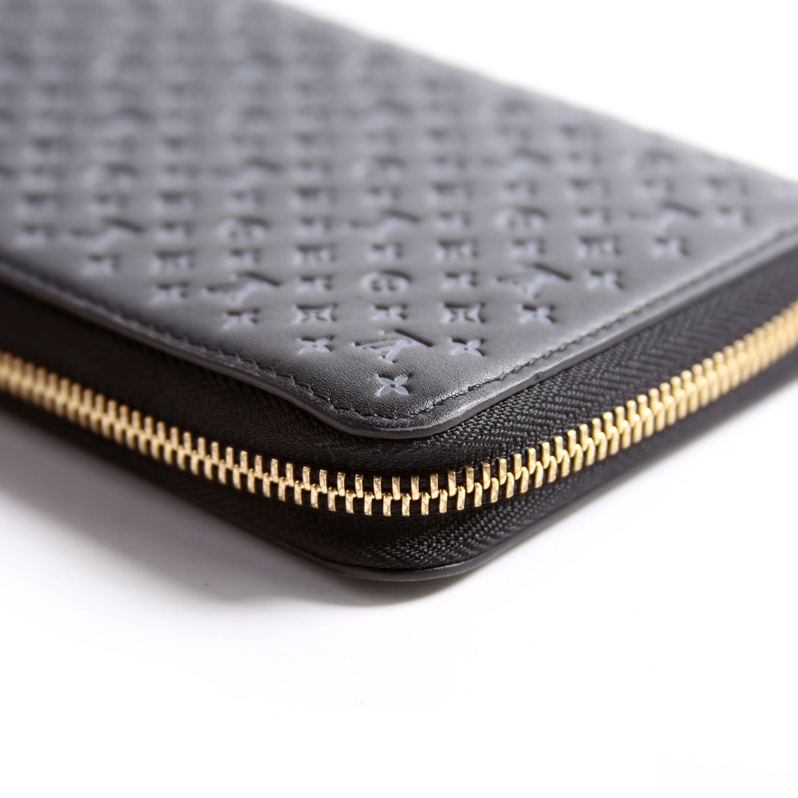 Louis Vuitton Zippy Wallet Nanogram Embossed Calfskin Black