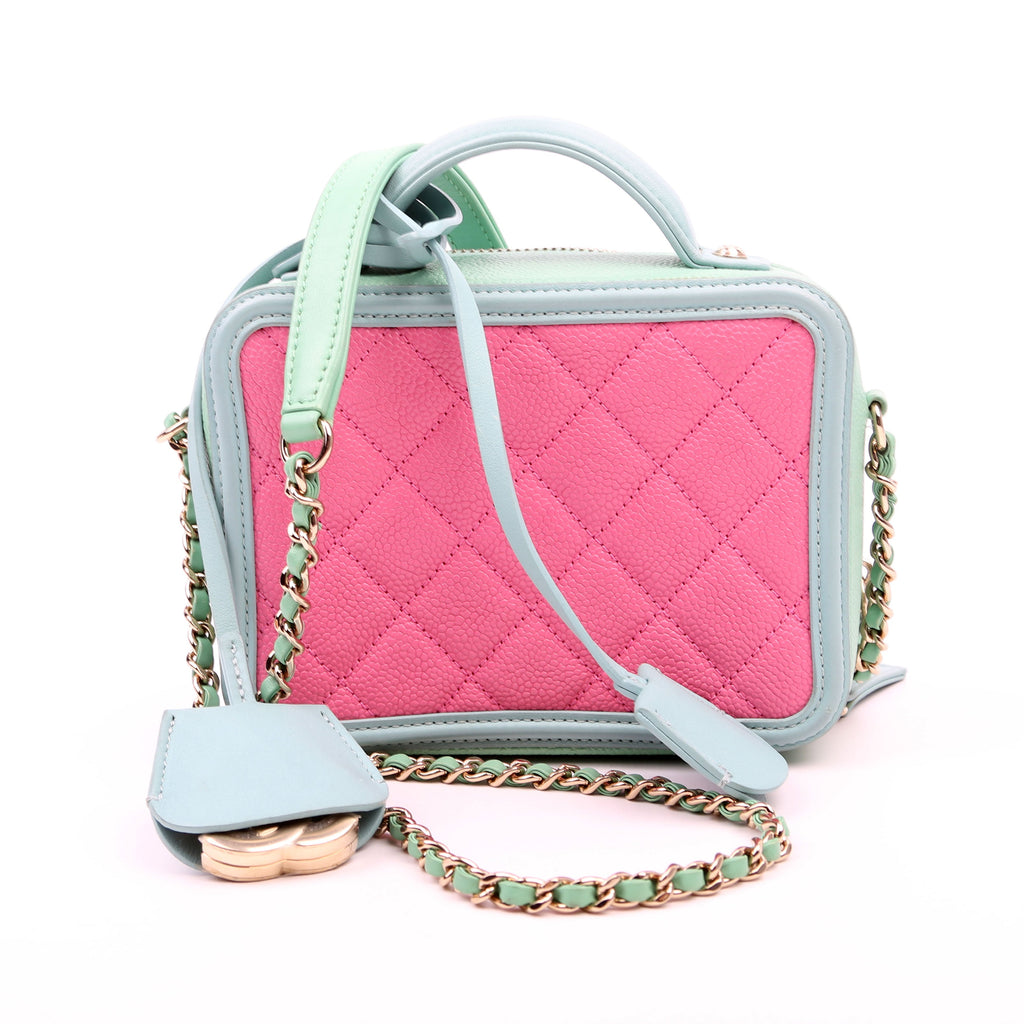 Chanel Mini Filigree Vanity Case 26M Green/Pink