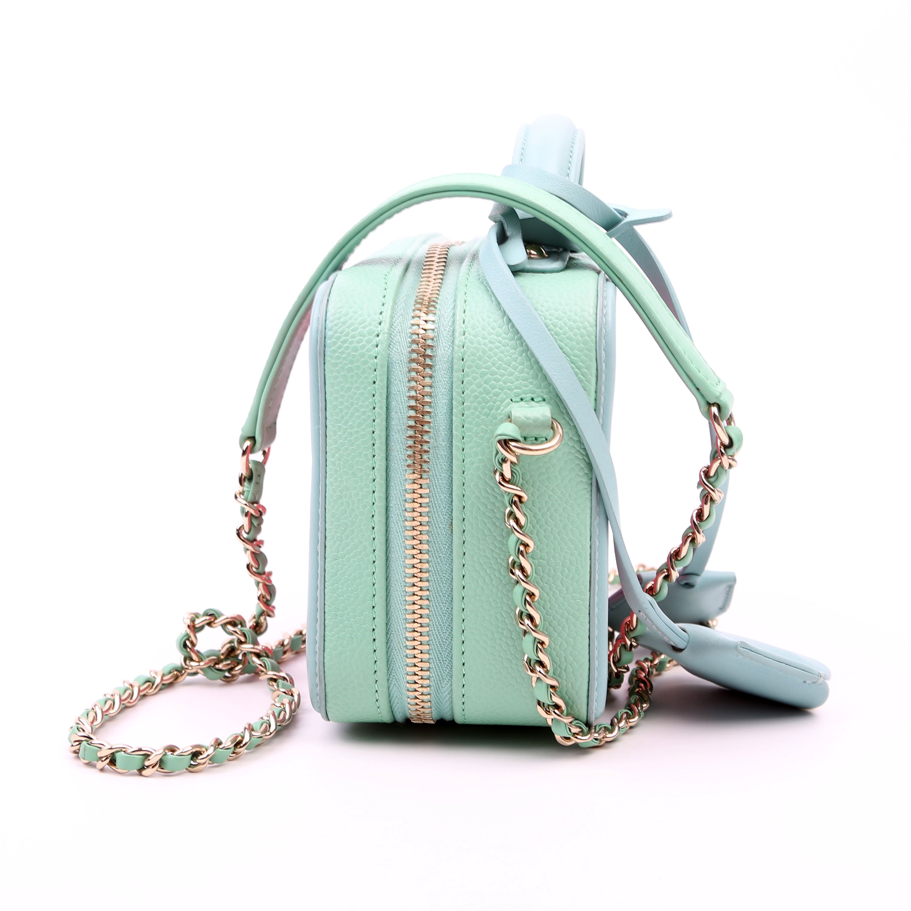 Chanel Mini Filigree Vanity Case 26M Green/Pink