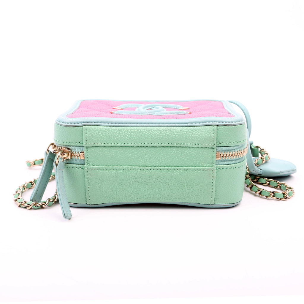 Chanel Mini Filigree Vanity Case 26M Green/Pink