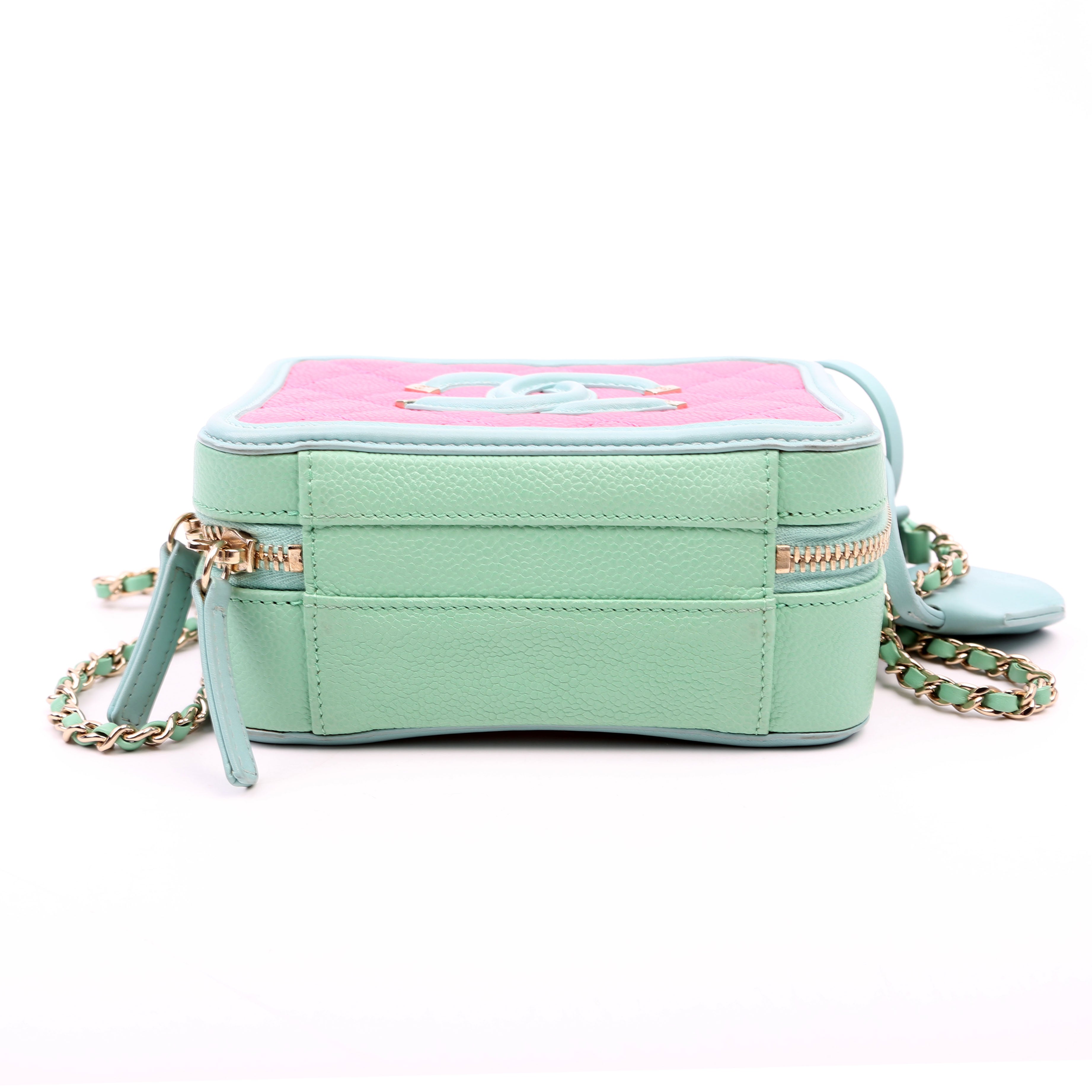 Chanel Mini Filigree Vanity Case 26M Green/Pink