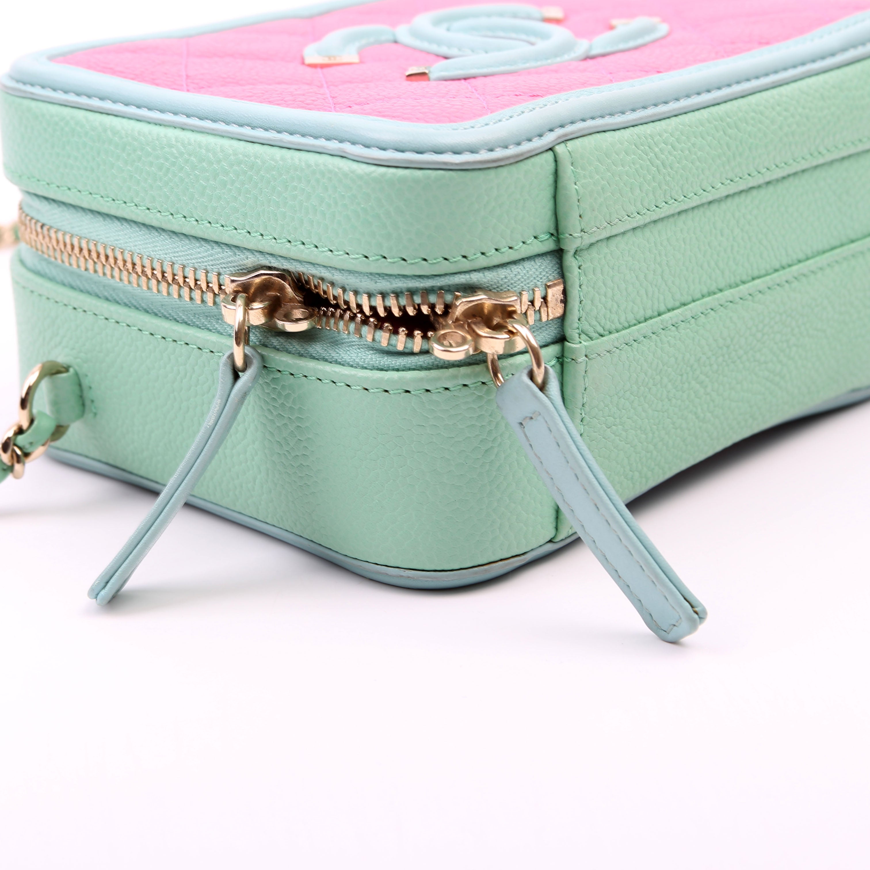 Chanel Mini Filigree Vanity Case 26M Green/Pink