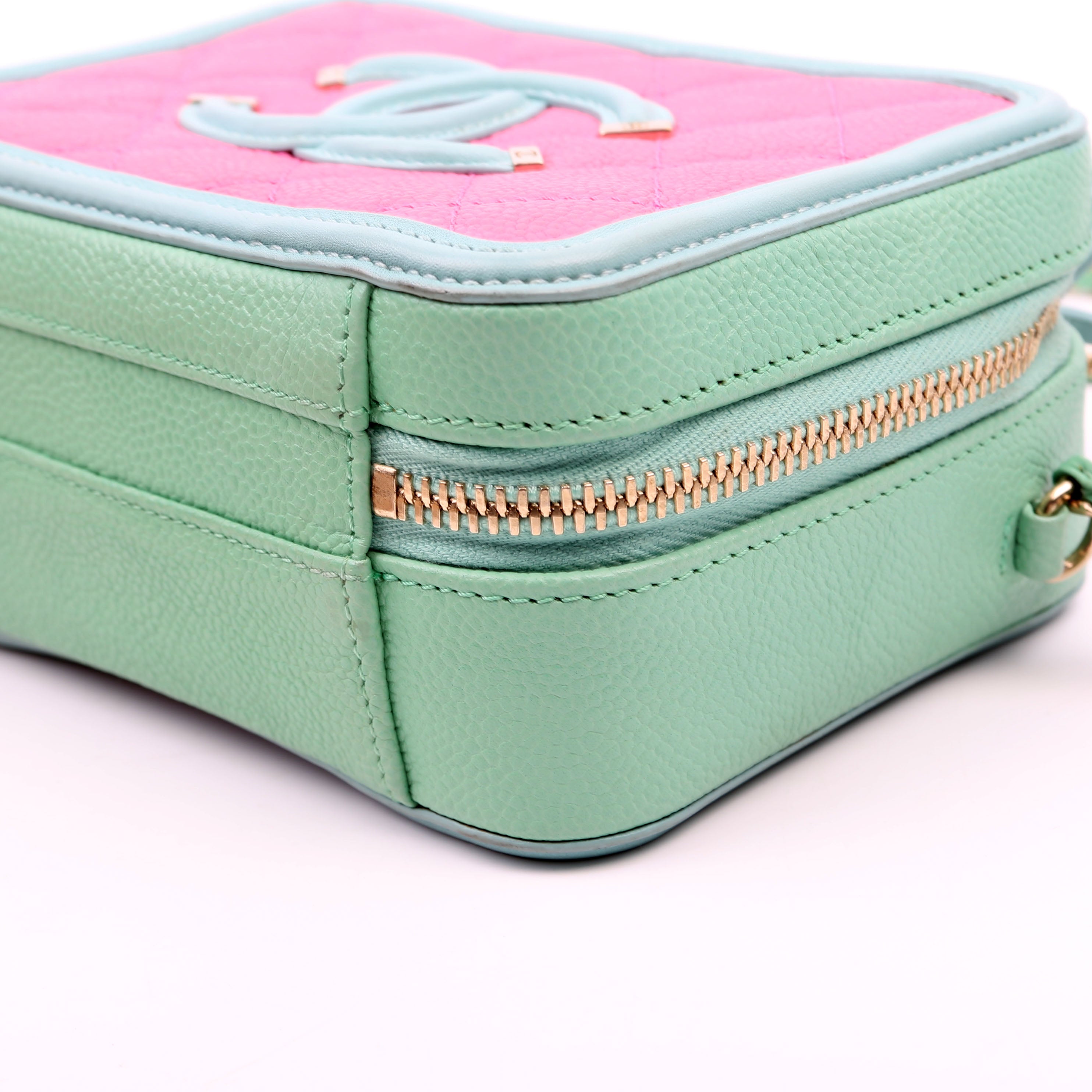 Chanel Mini Filigree Vanity Case 26M Green/Pink