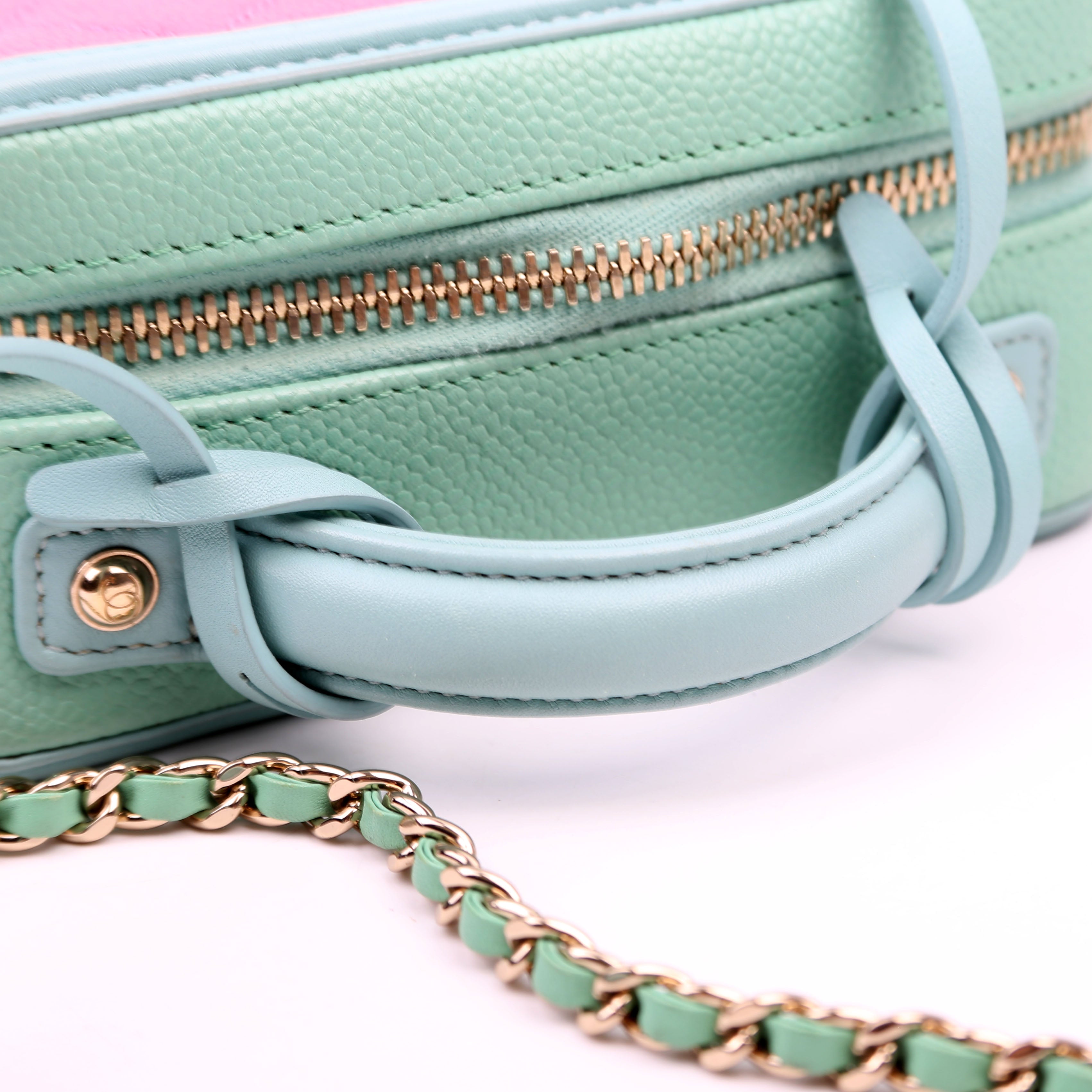 Chanel Mini Filigree Vanity Case 26M Green/Pink