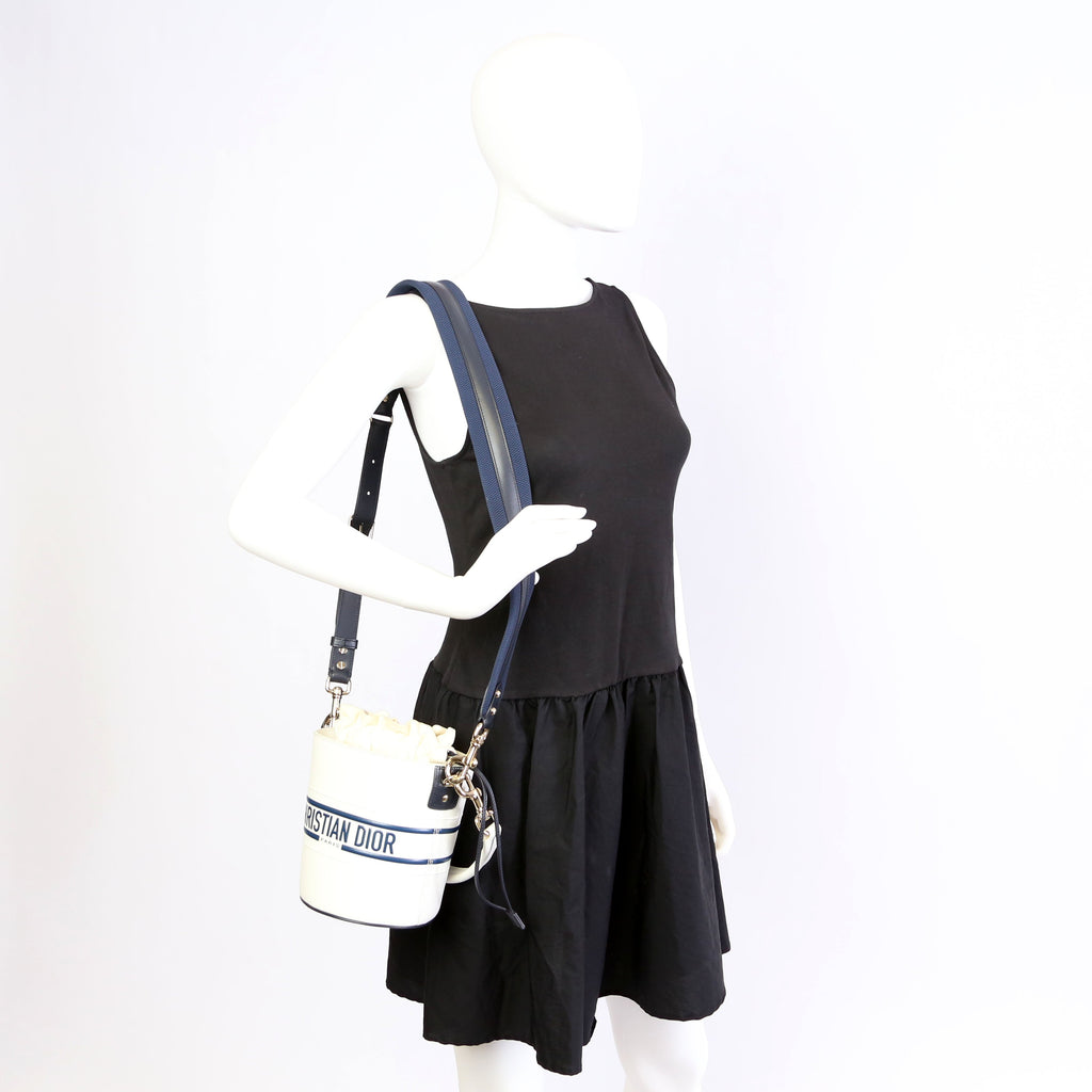 Christian Dior Vibe Bucket Bag Calfskin Small White/Navy