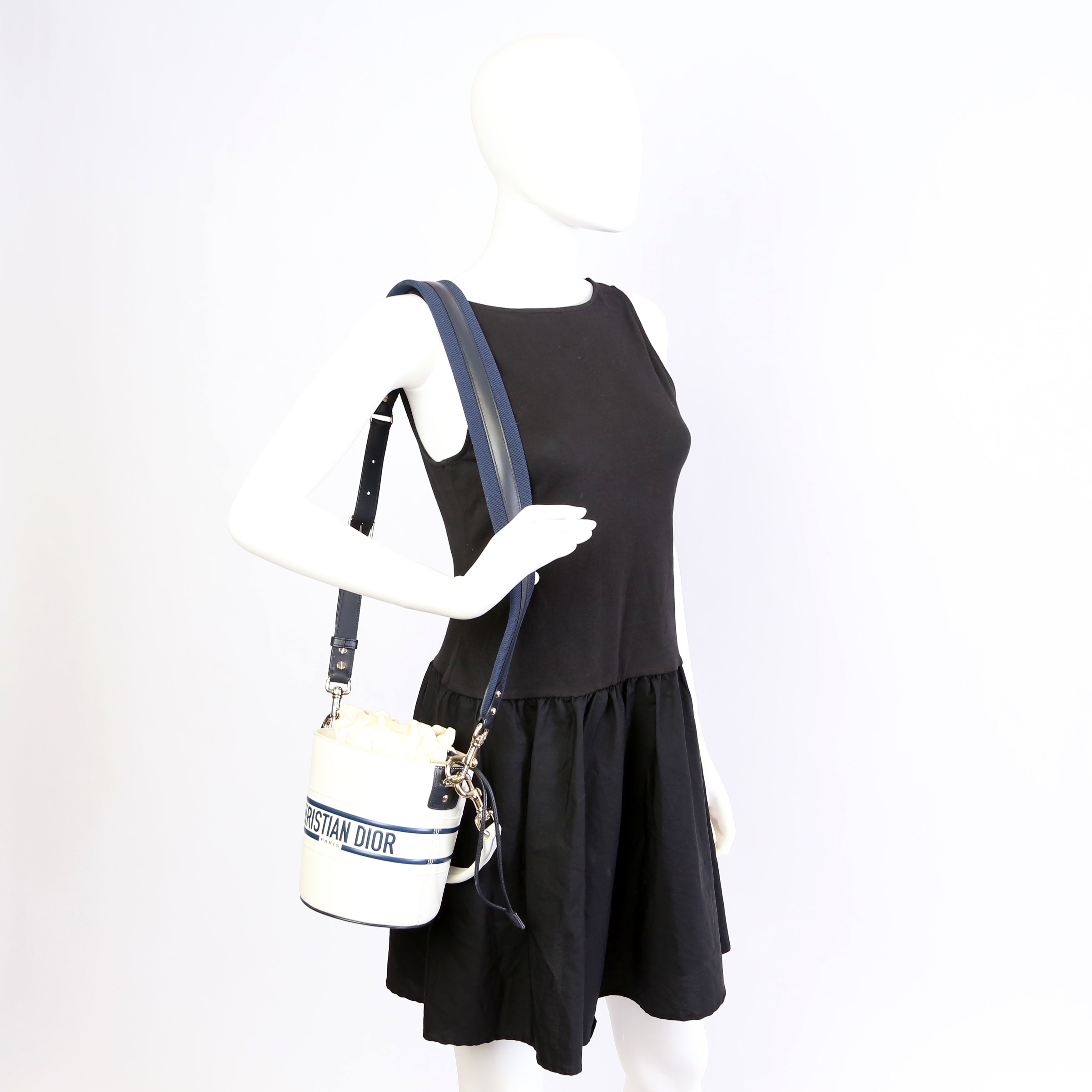 Christian Dior Vibe Bucket Bag Calfskin Small White/Navy
