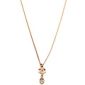 Chanel CC Rhinestone Drop Pendant Necklace Gold