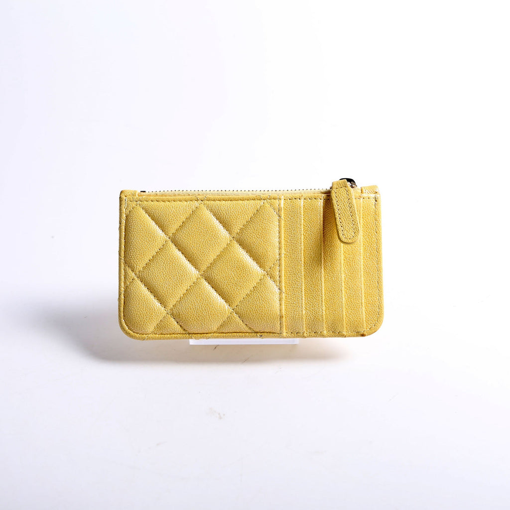 Chanel CC Flap Zip Card Holder Caviar RFID Yellow