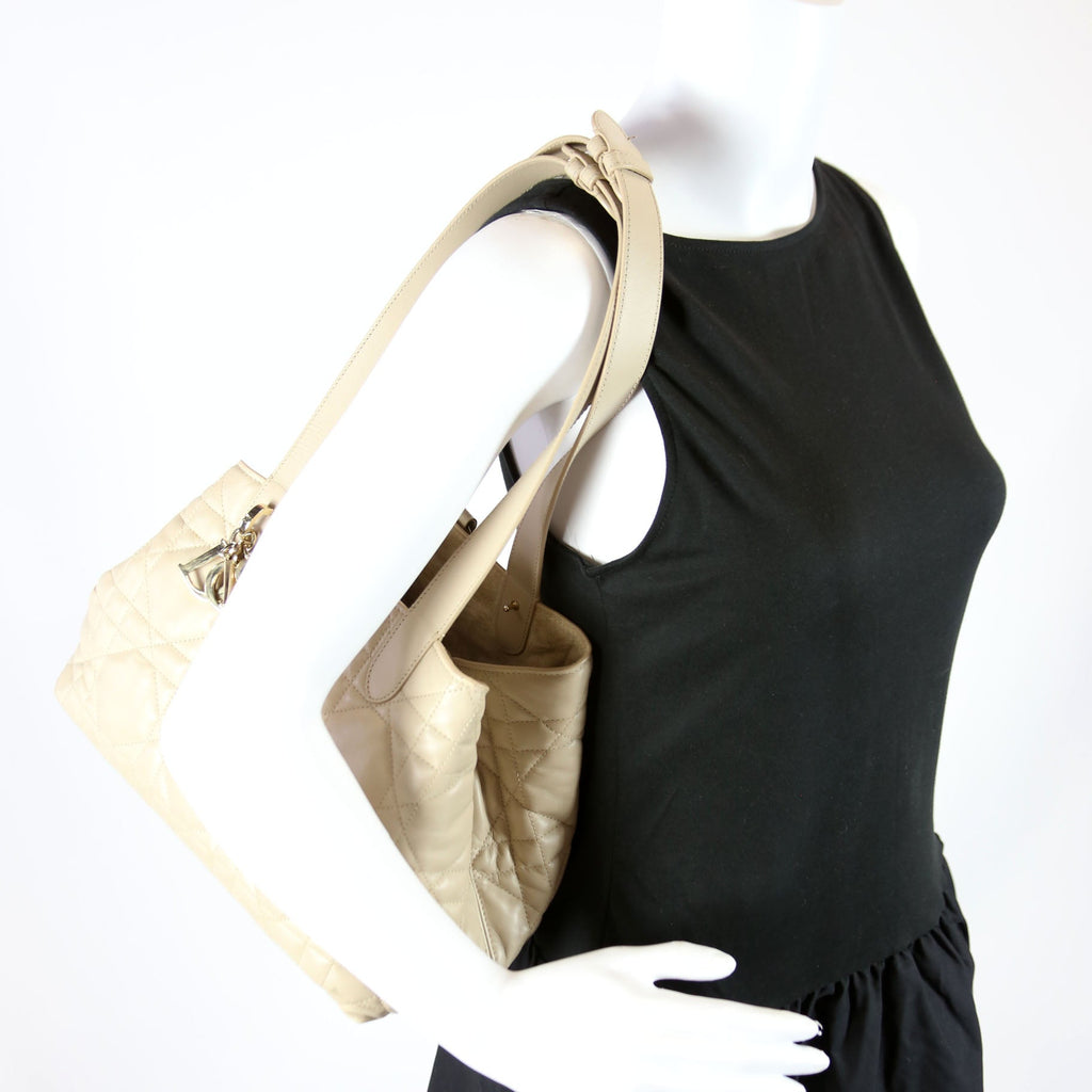 Christian Dior Toujours Medium Macrocannage Calfskin Bag Beige