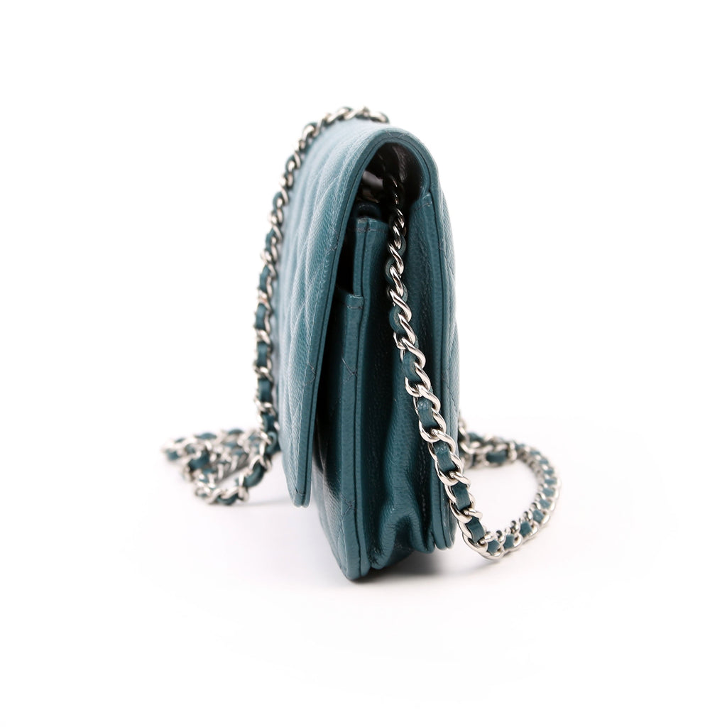 Chanel WOC Classic Quilted Caviar Teal