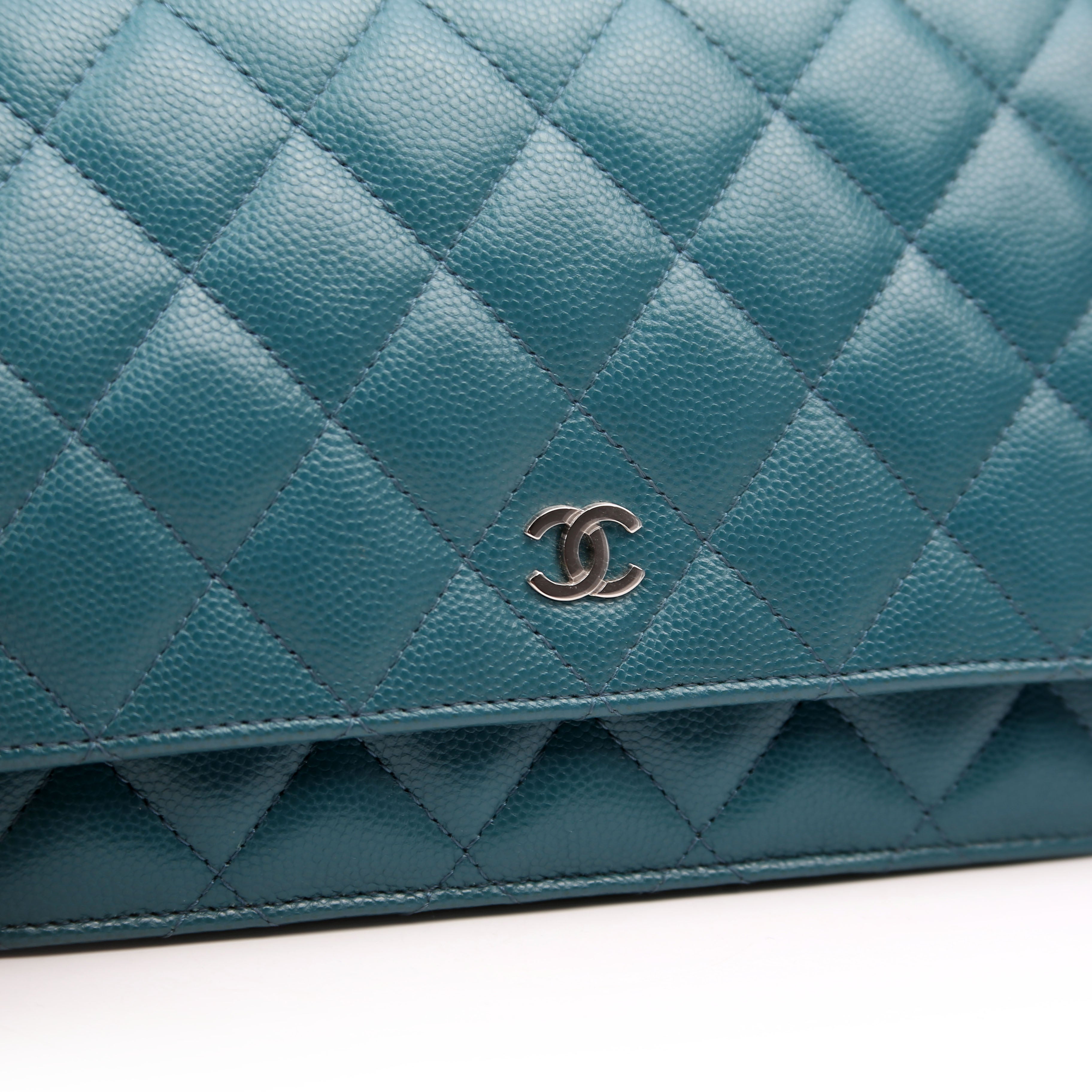 Chanel WOC Classic Quilted Caviar Teal