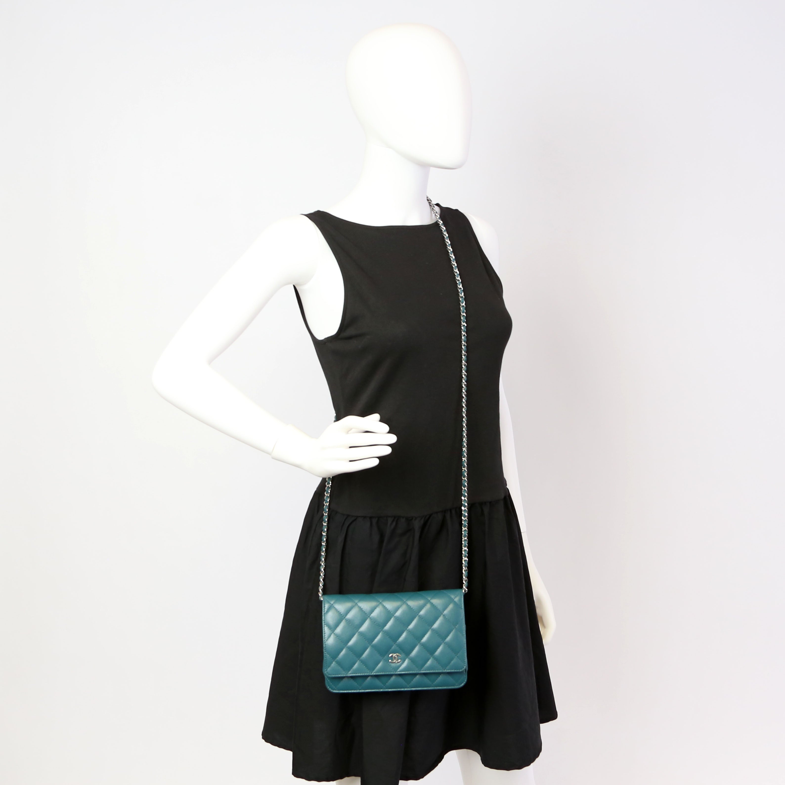 Chanel WOC Classic Quilted Caviar Teal