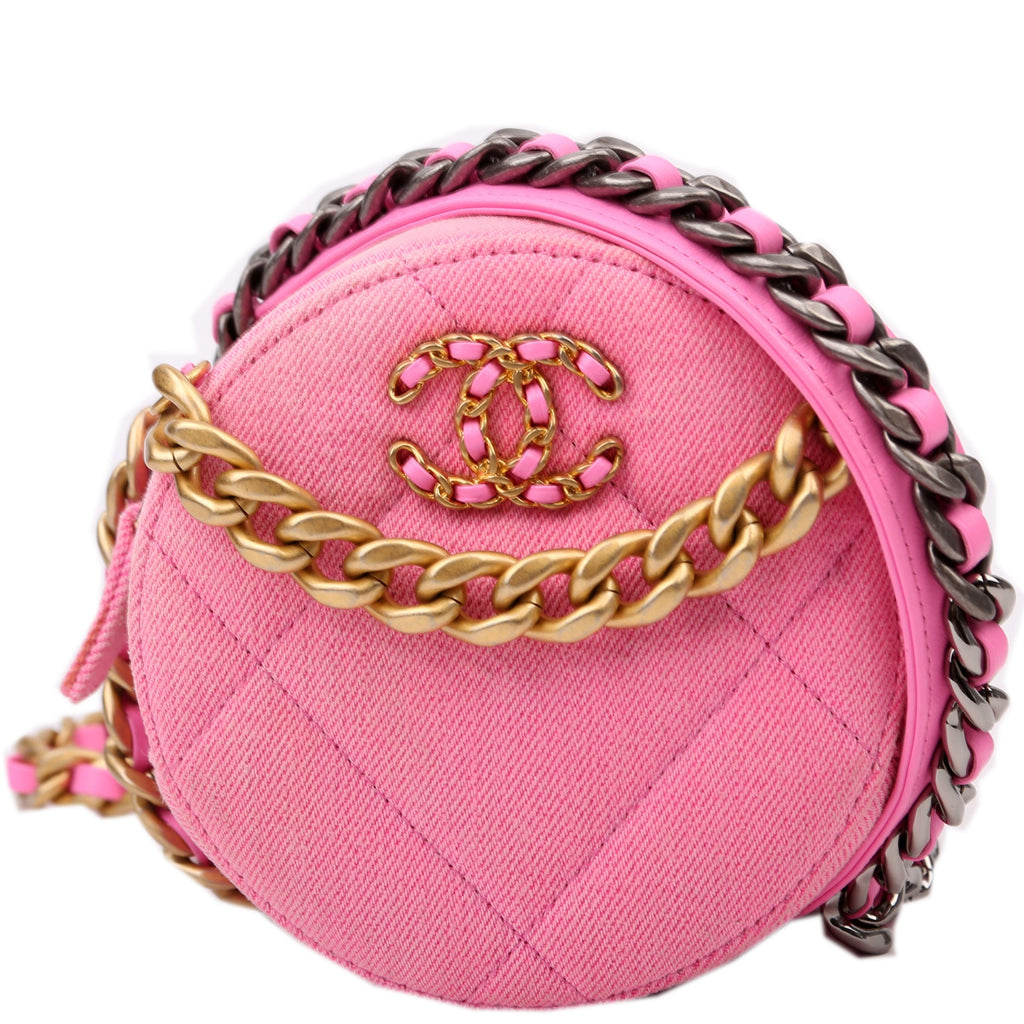 Chanel Chanel 19 Round Clutch Denim 31M Pink