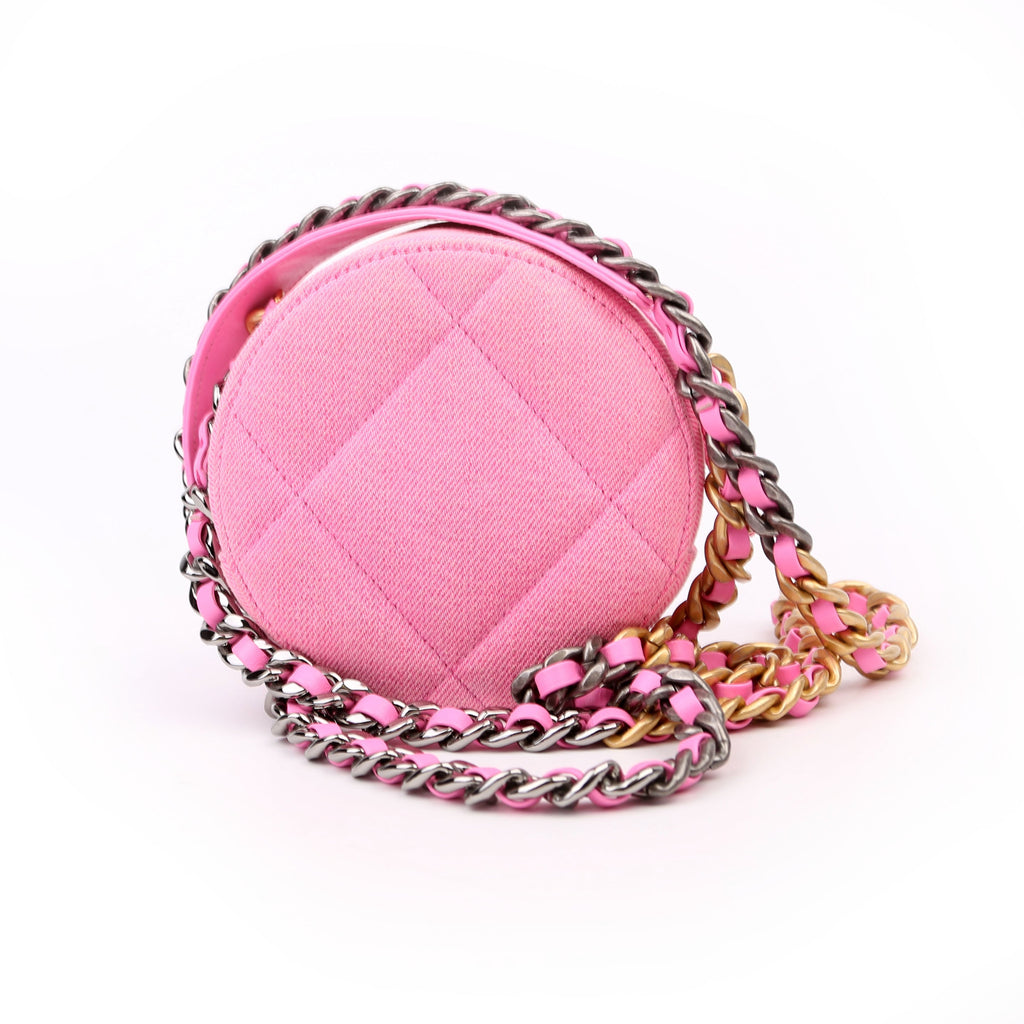 Chanel Chanel 19 Round Clutch Denim 31M Pink