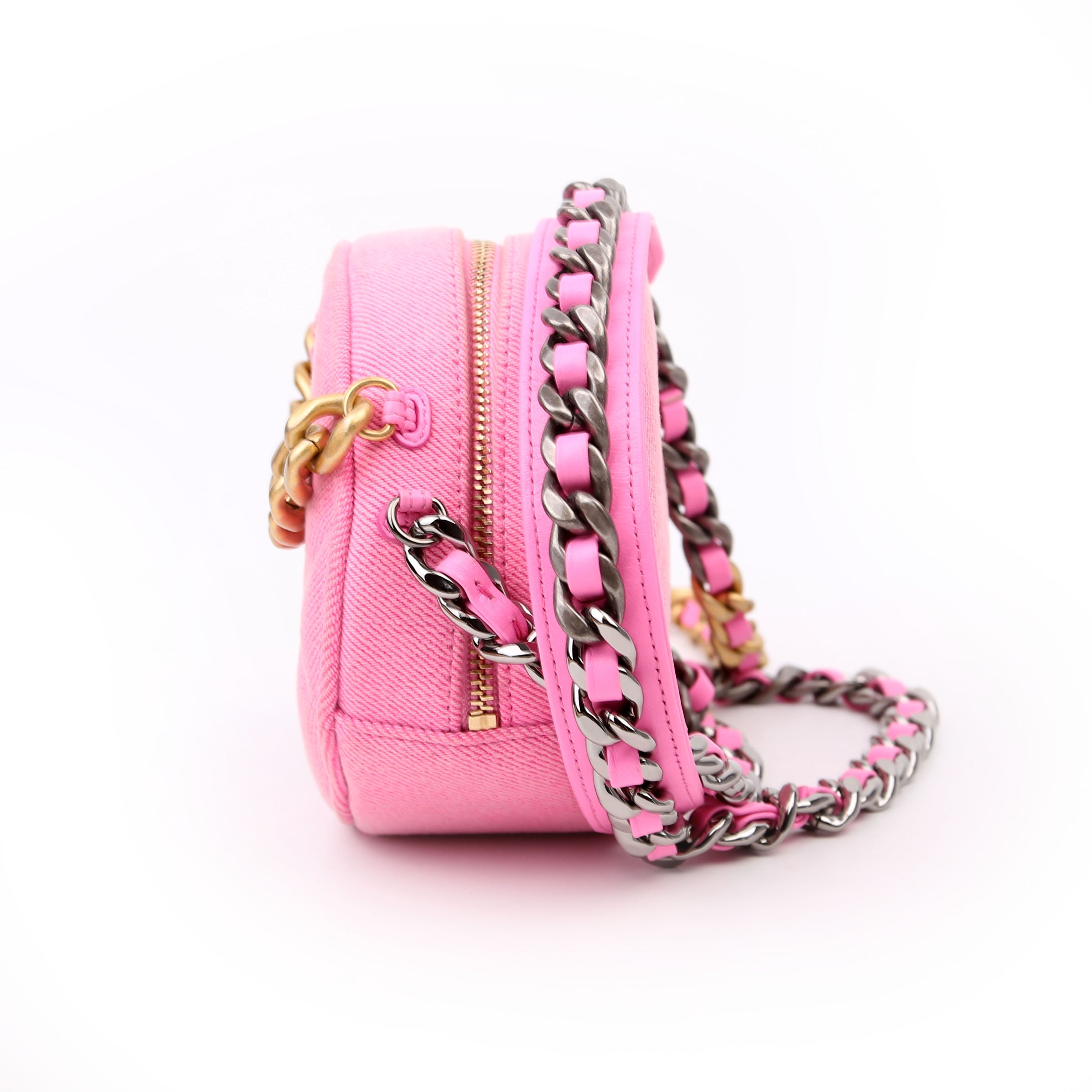 Chanel Chanel 19 Round Clutch Denim 31M Pink