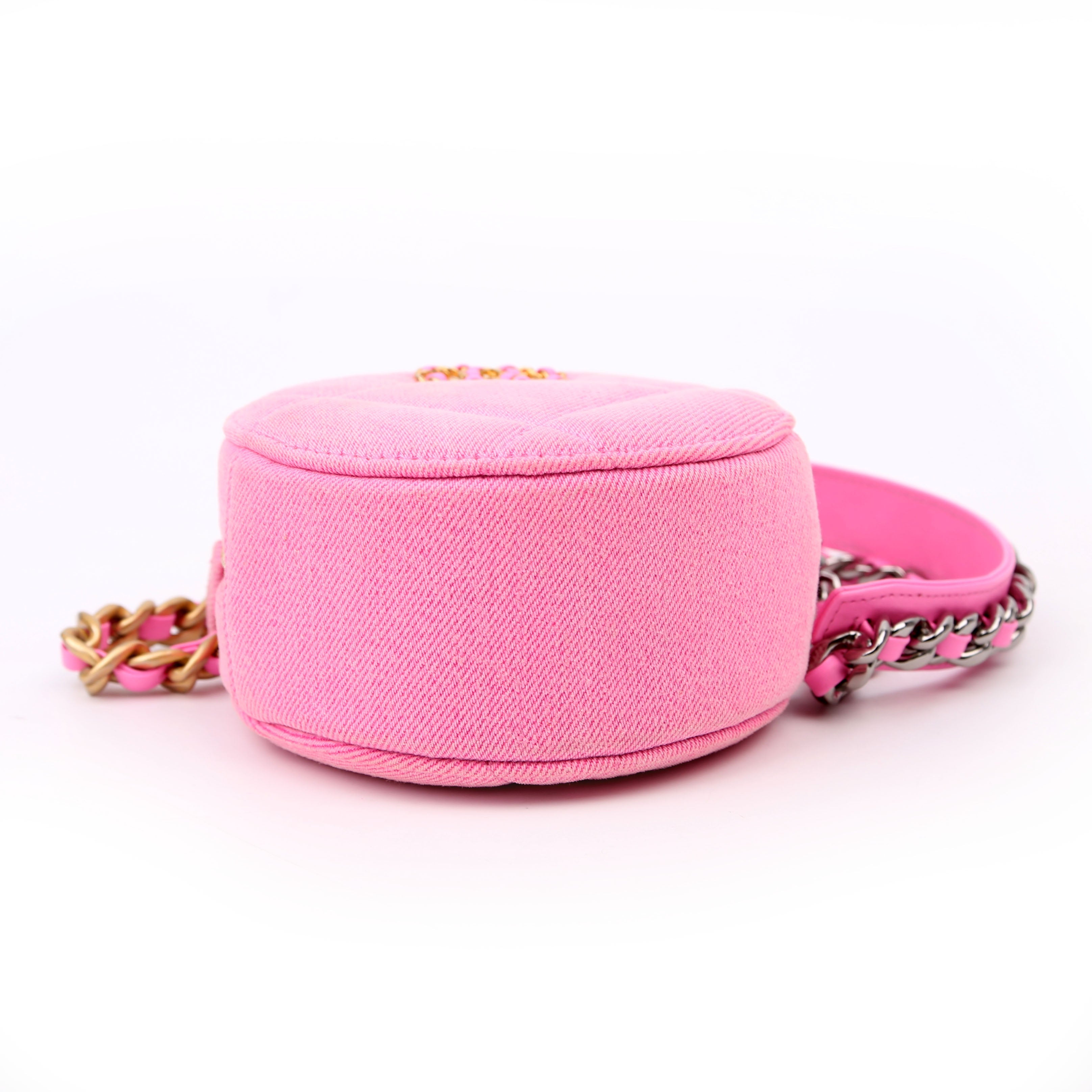 Chanel Chanel 19 Round Clutch Denim 31M Pink