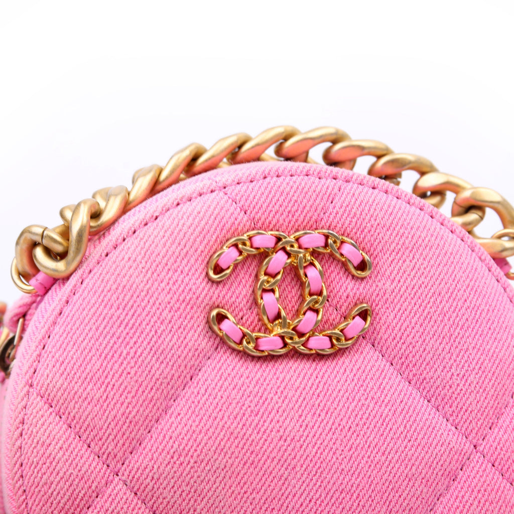 Chanel Chanel 19 Round Clutch Denim 31M Pink
