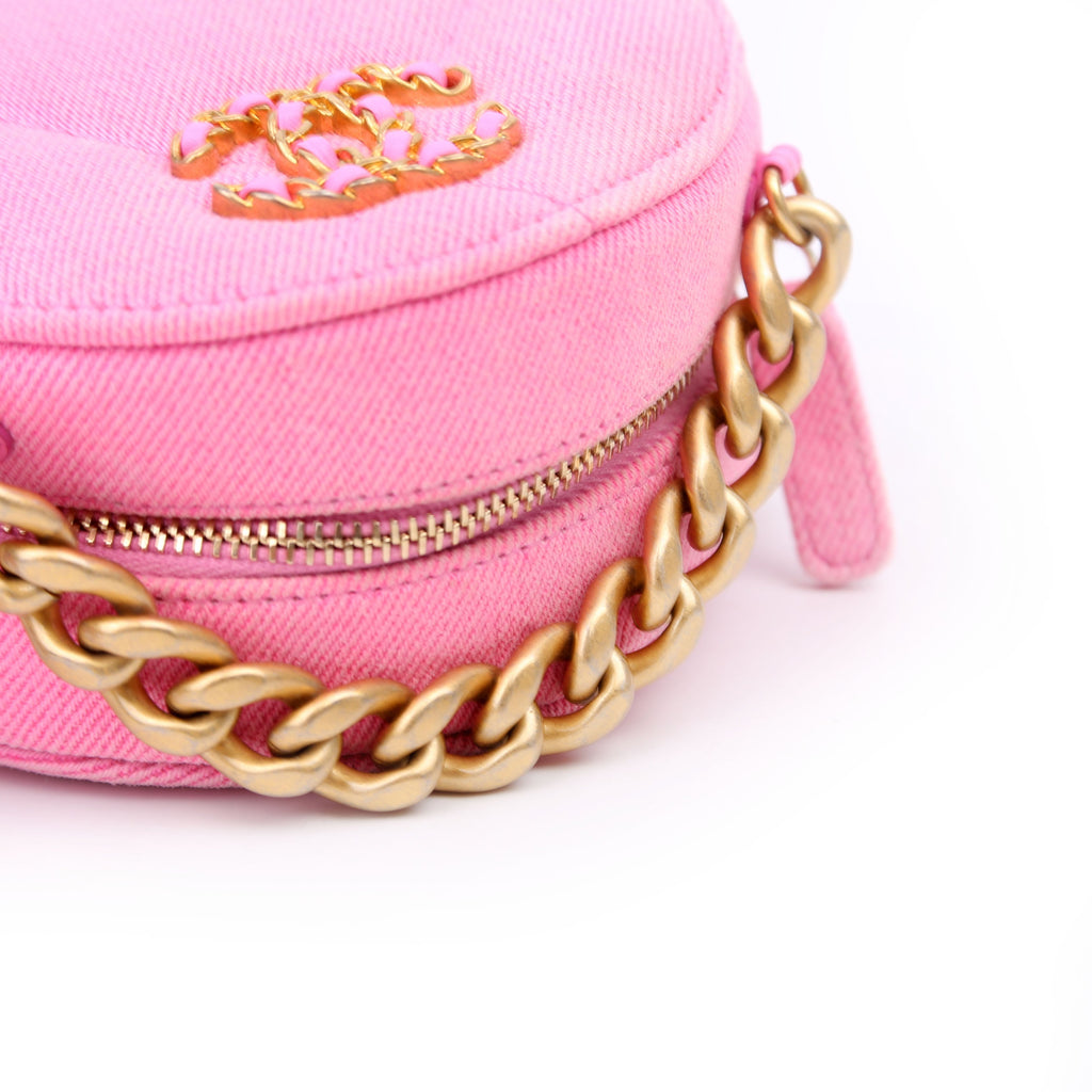 Chanel Chanel 19 Round Clutch Denim 31M Pink