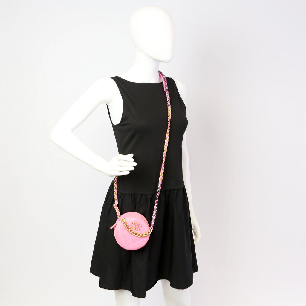 Chanel Chanel 19 Round Clutch Denim 31M Pink