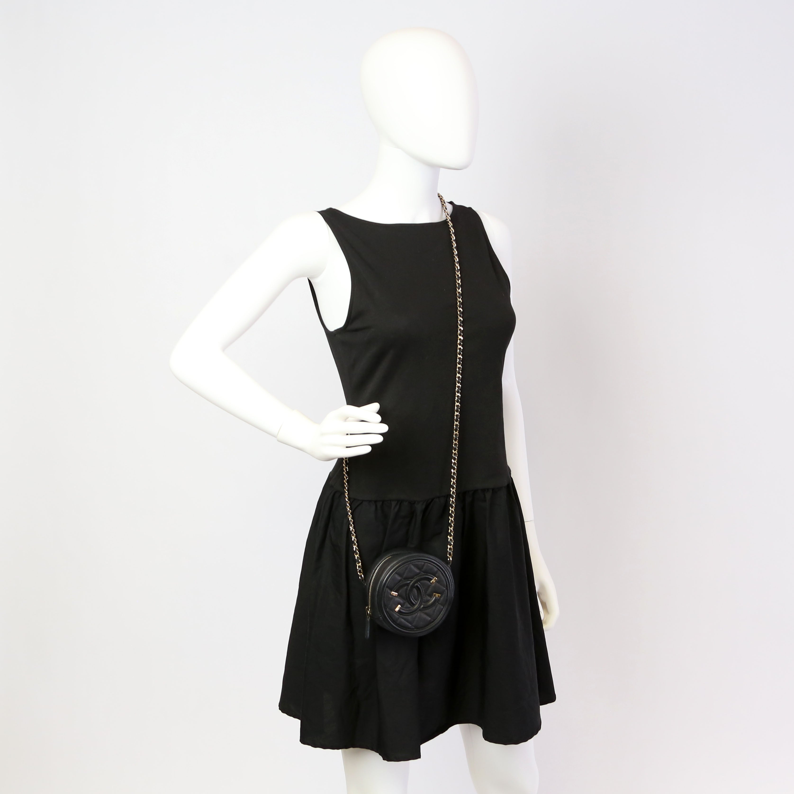 Chanel Filigree Round Crossbody 29M Black