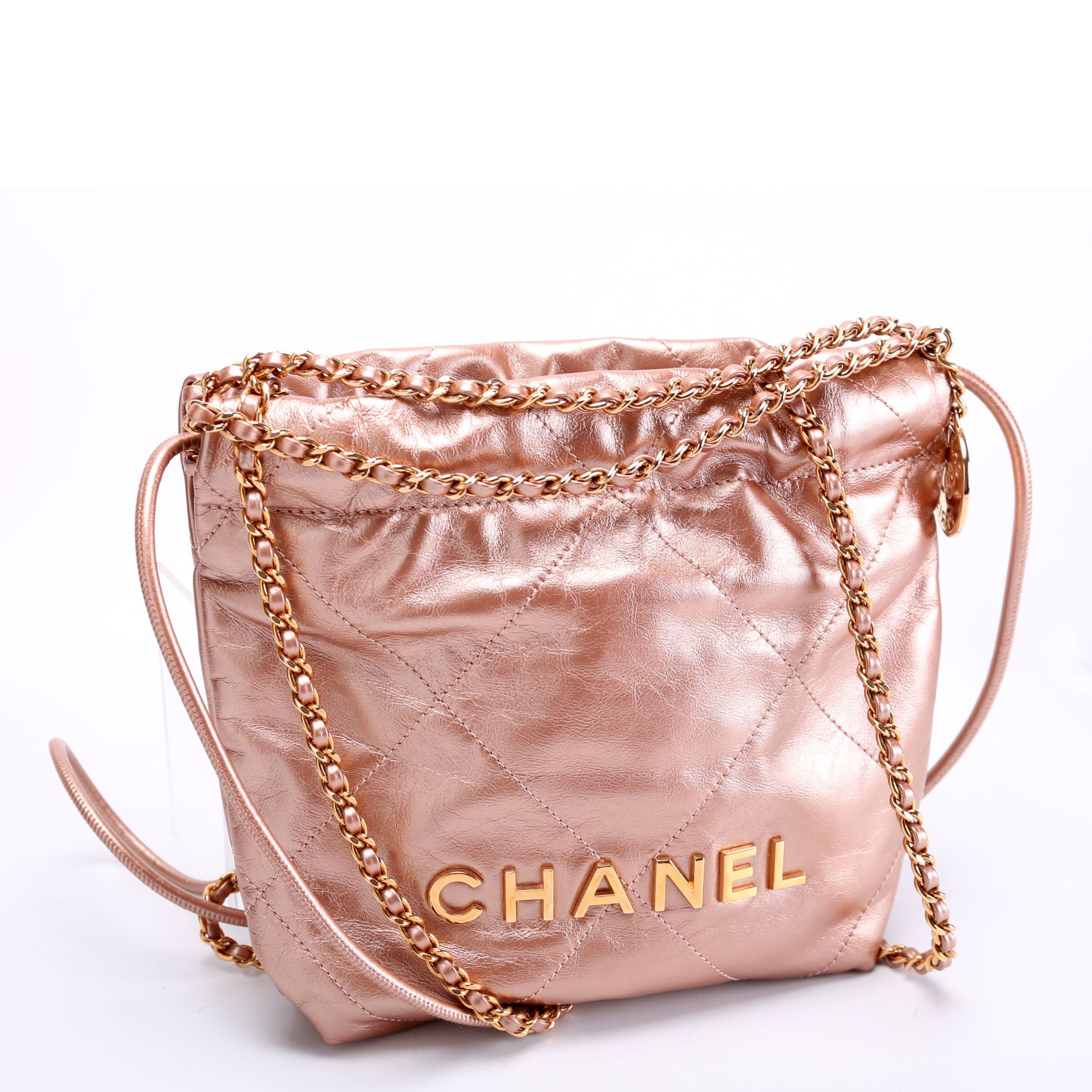 Chanel Chanel 22 Mini Metallic Calfskin RFID Pink